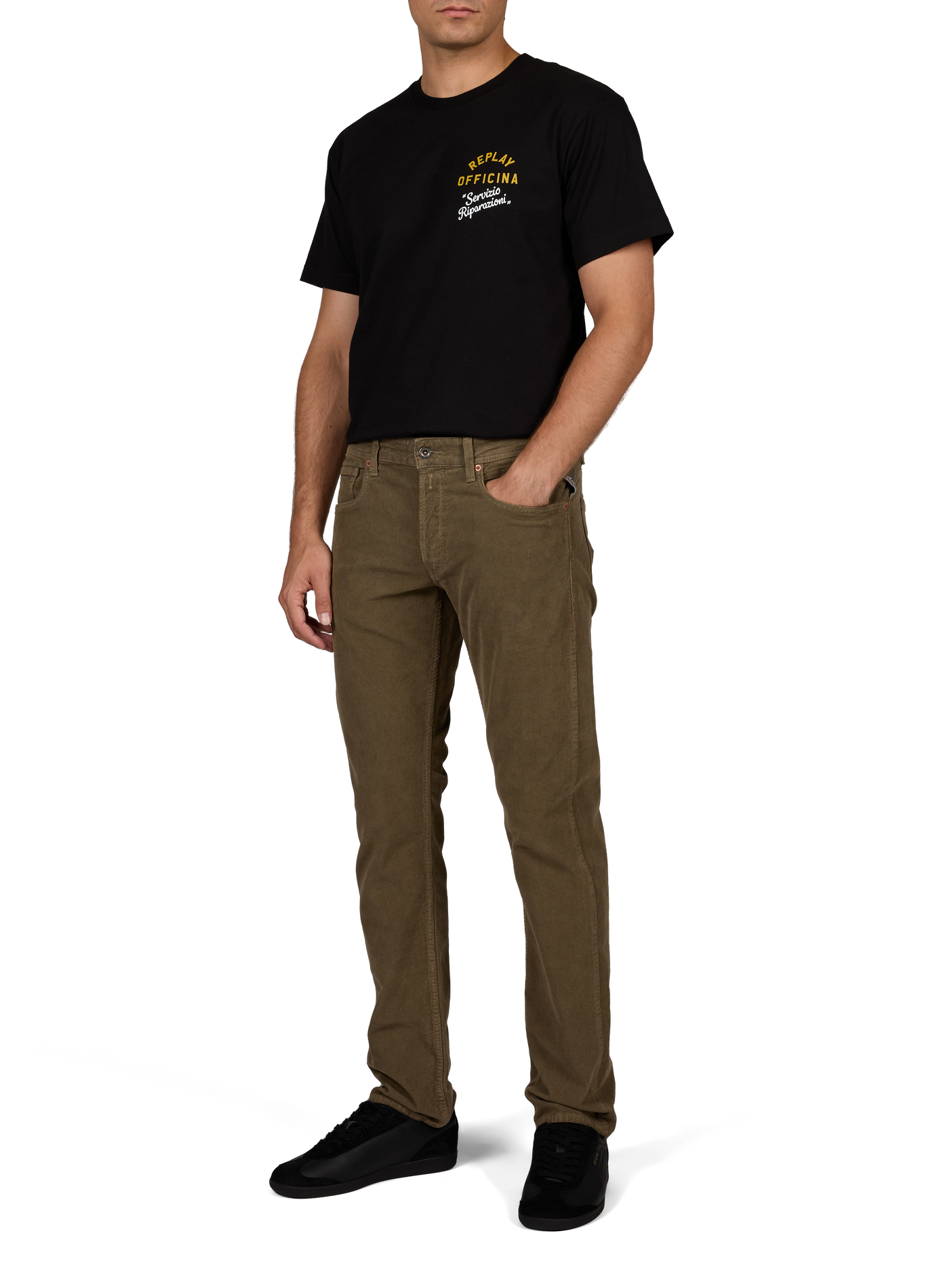 Grover straight pants in blended cotton REPLAY Green