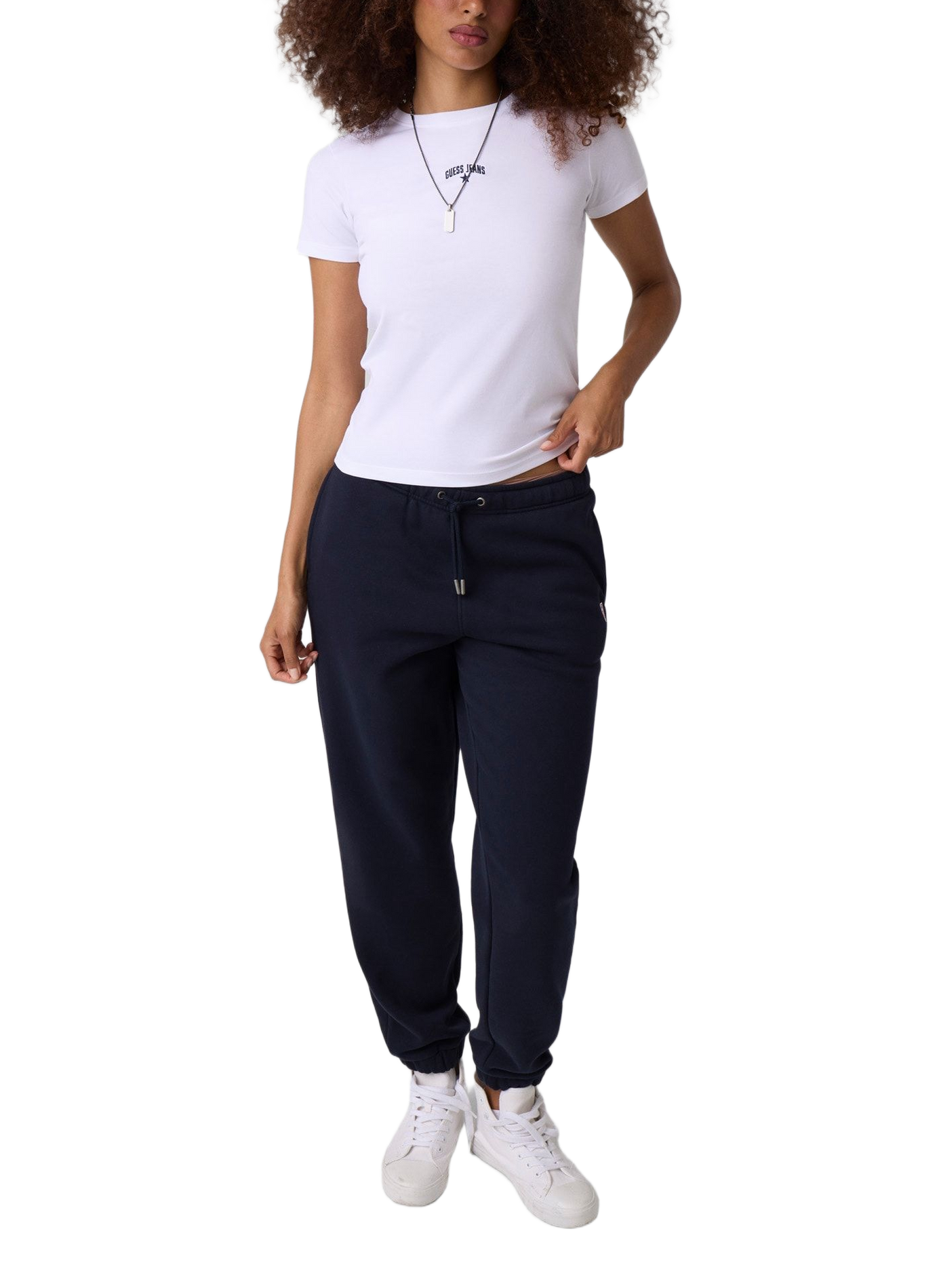 Cotton-blend round-neck T-shirt GUESS White
