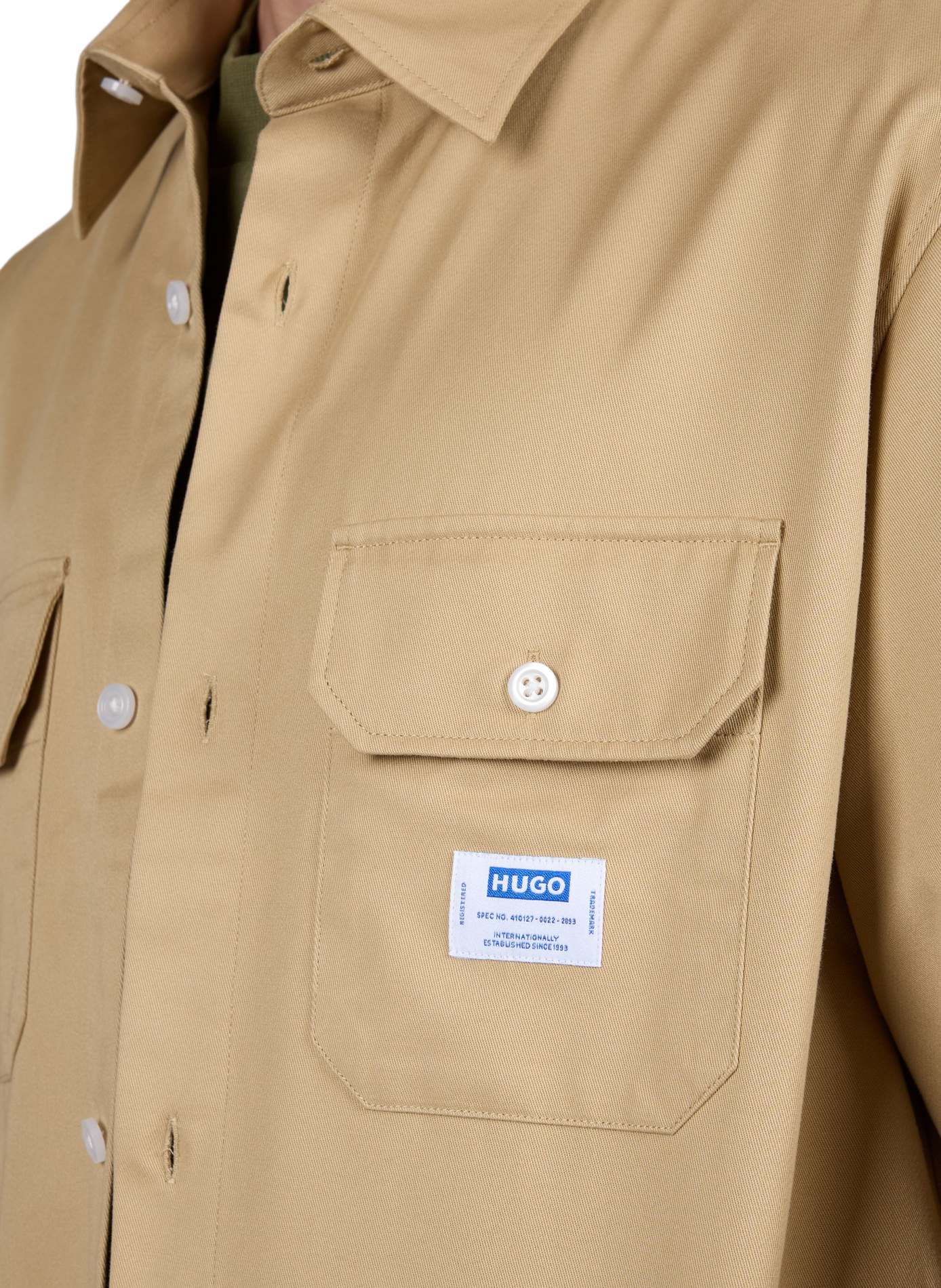 Straight cotton shirt HUGO BLUE Beige