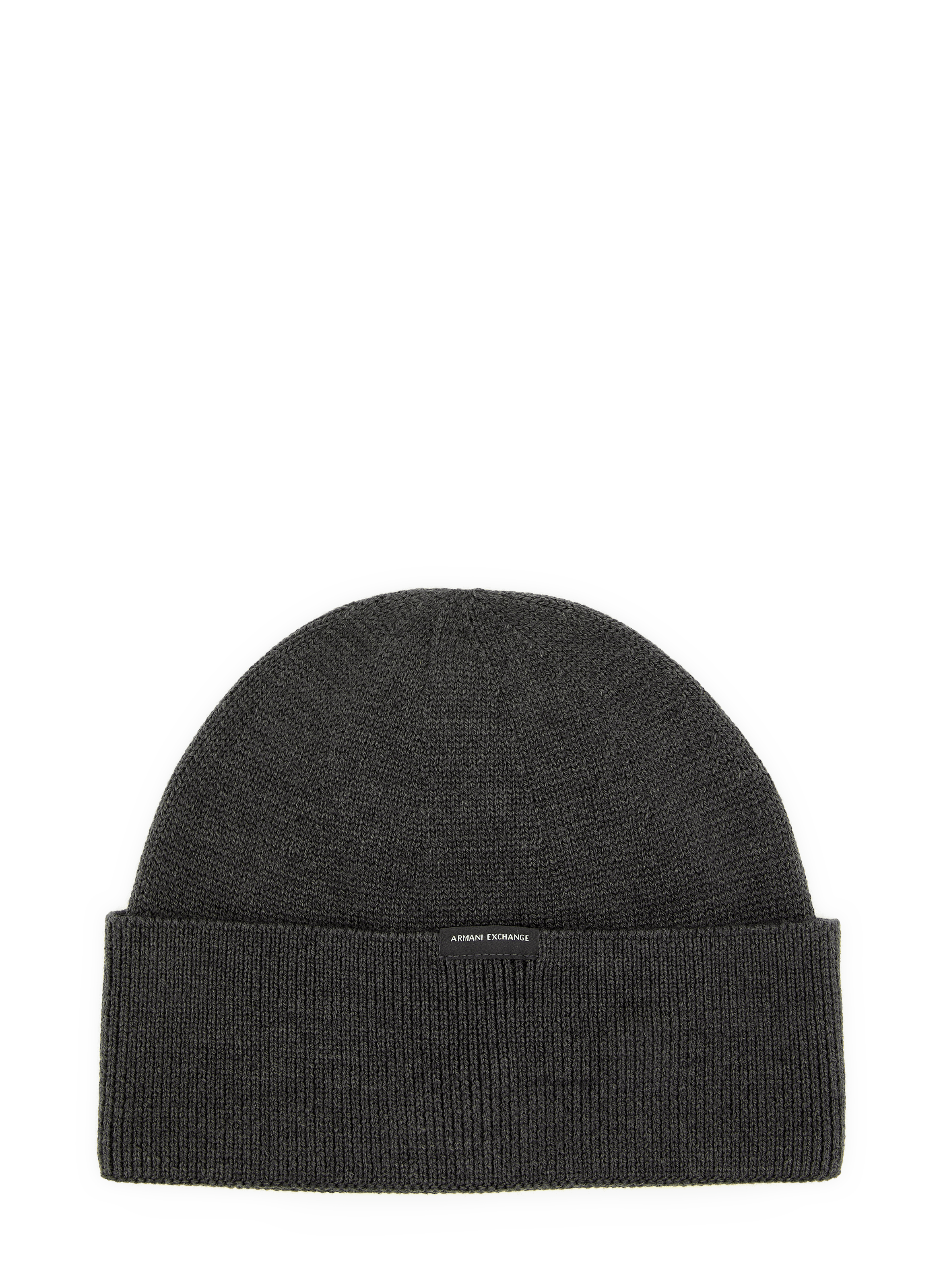 Bonnet à large revers en laine vierge et coton mélangés ARMANI EXCHANGE Marron