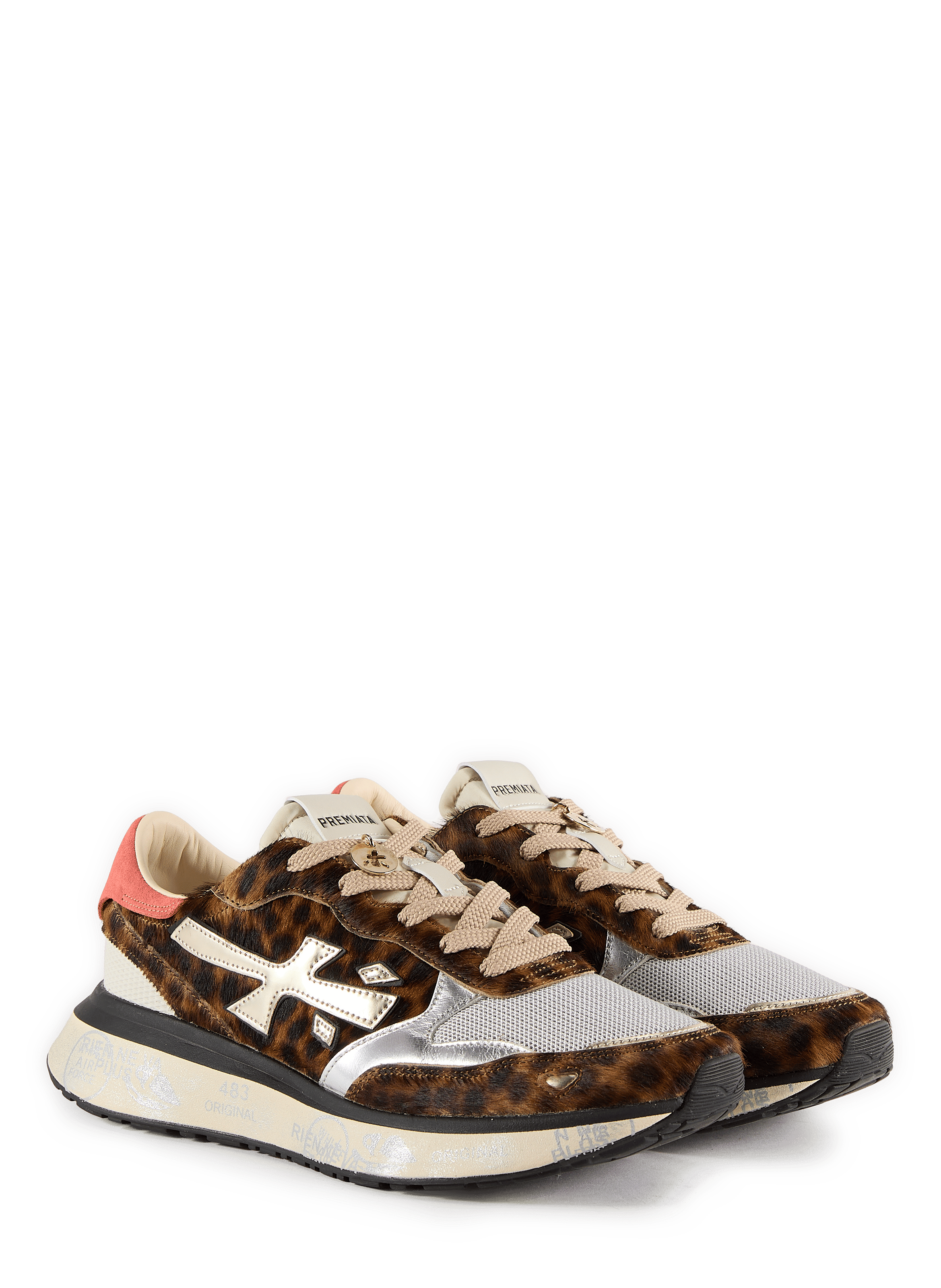 LEOPARD LAURYN mixed leather sneakers PREMIATA Multicolour