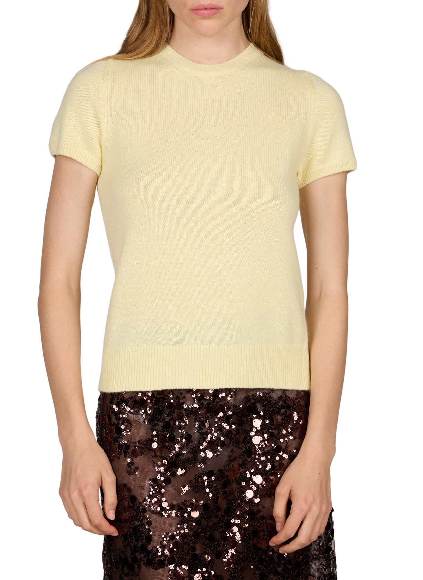 Short-sleeve wool blend sweater DUNST Yellow