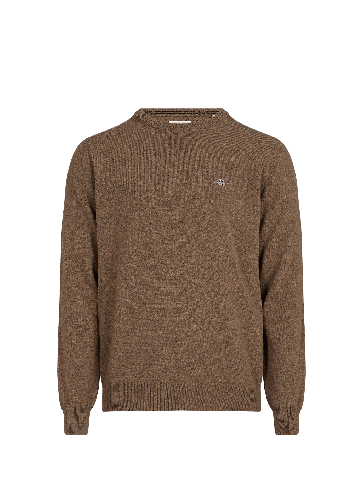 Pull col rond droit uni en laine GANT Marron
