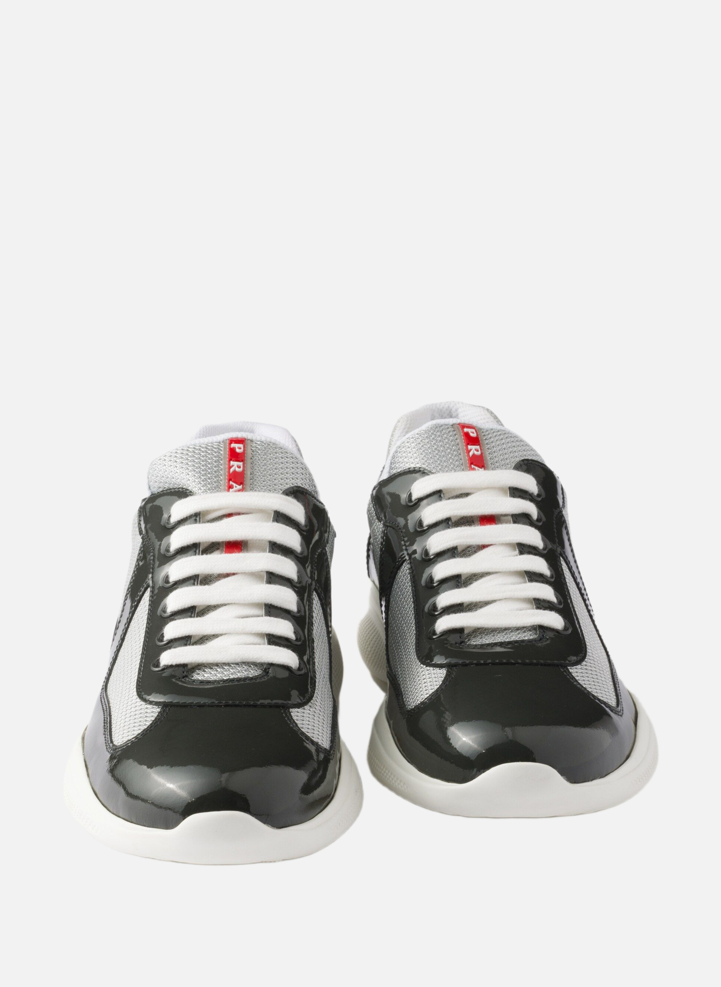 Sneakers prada america’s cup en cuir verni et tiss PRADA Gris