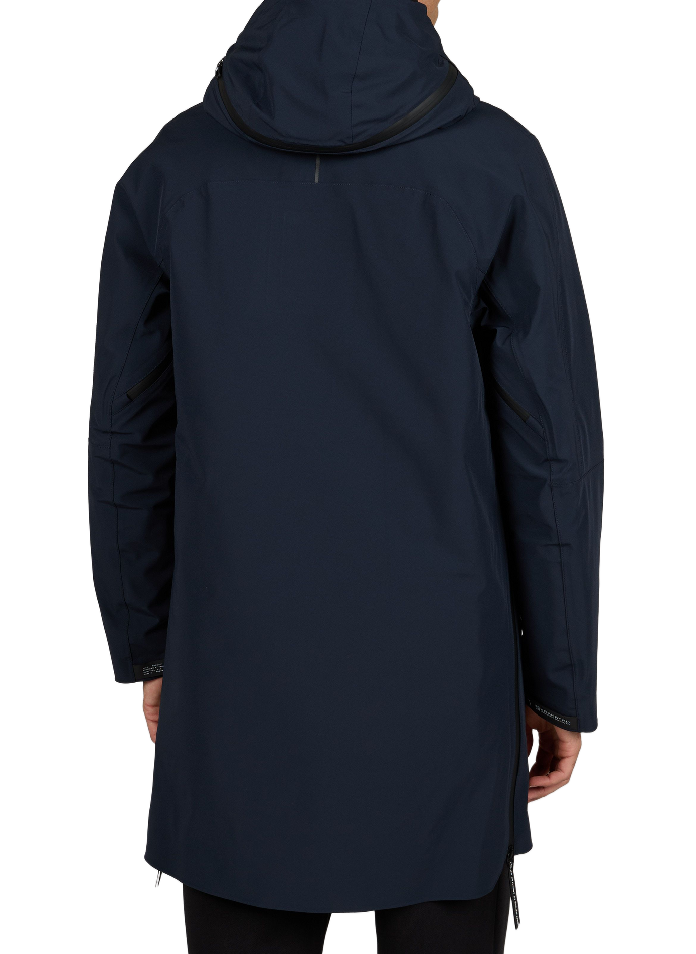 Long straight plain hooded parka KRAKATAU Blue