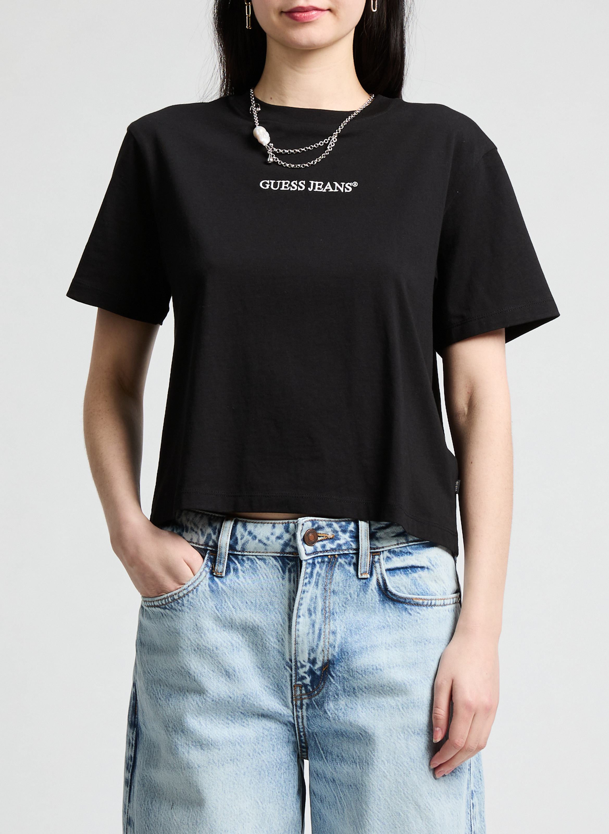 Kurzes Oversized-T-Shirt GUESS Schwarz