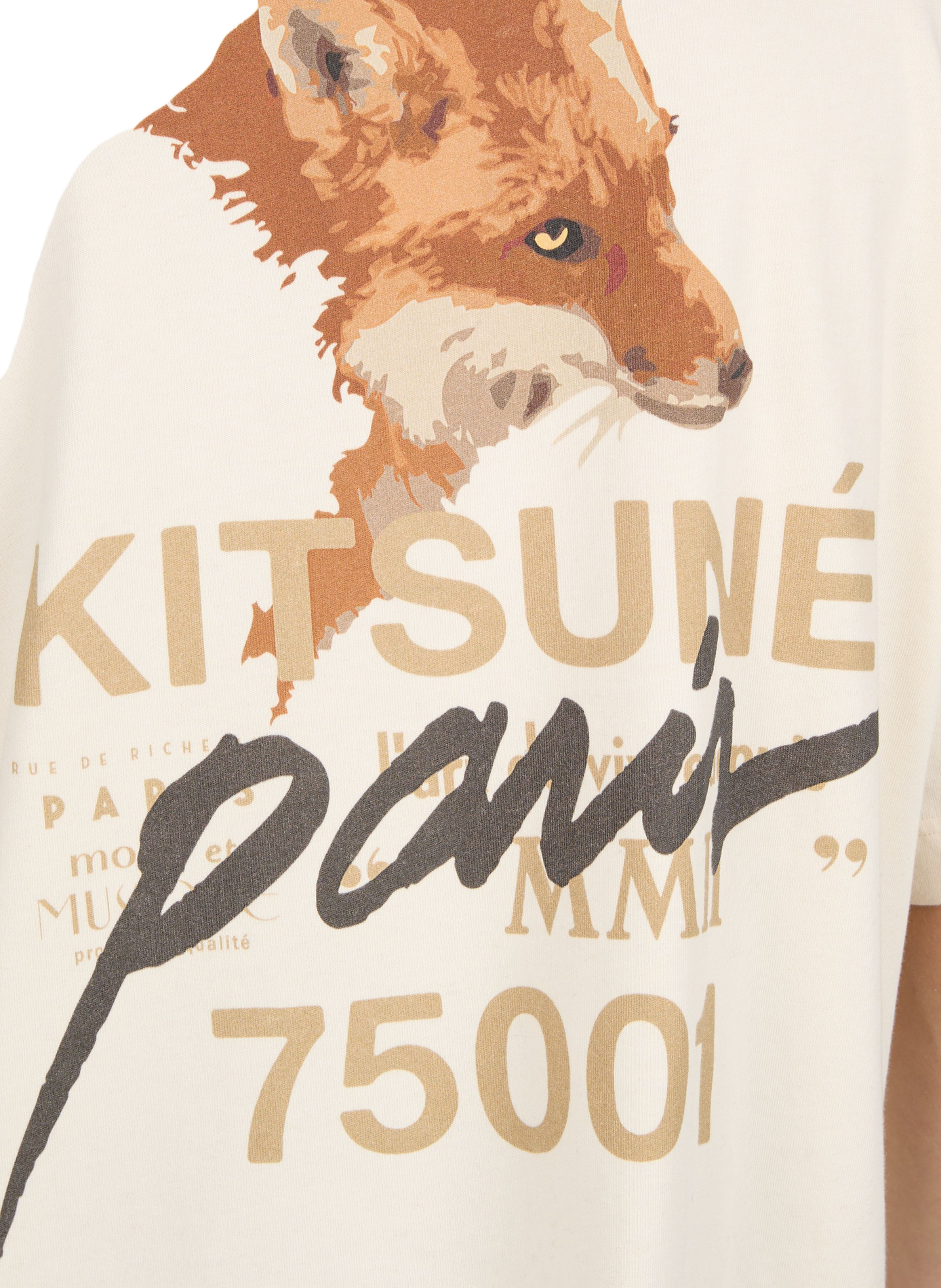 Straight-fit crew-neck printed T-shirt MAISON KITSUNÉ Beige