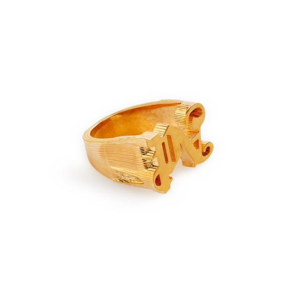 Palm Angels Monogram Chevalier Ring In Gold
