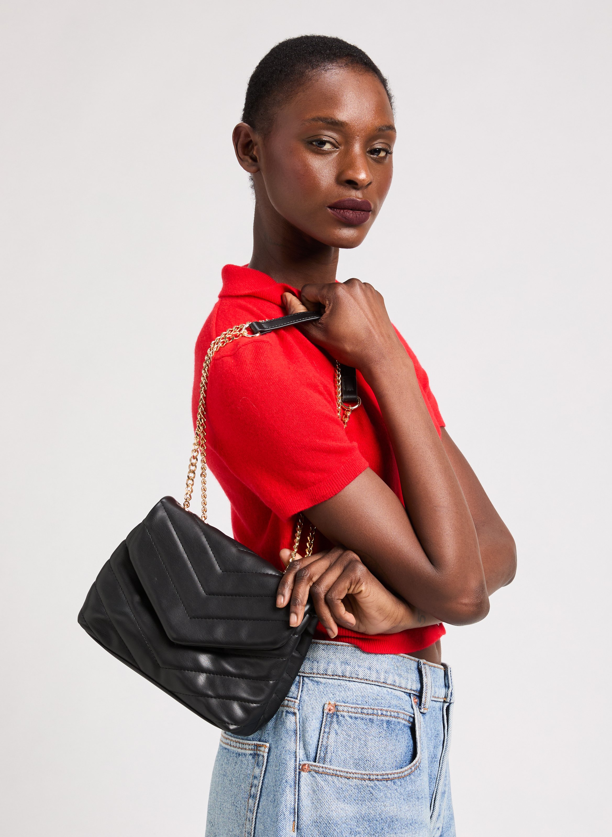 Sac à bandoulière matelassé AU PRINTEMPS PARIS Noir