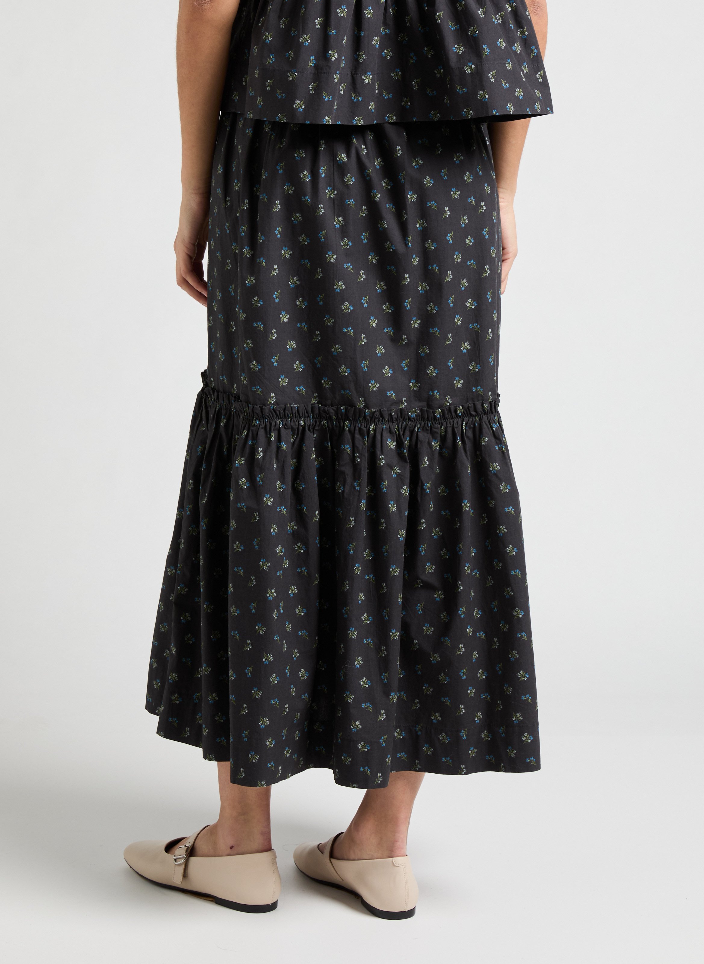 Jupe évasée à motif  GANNI Noir