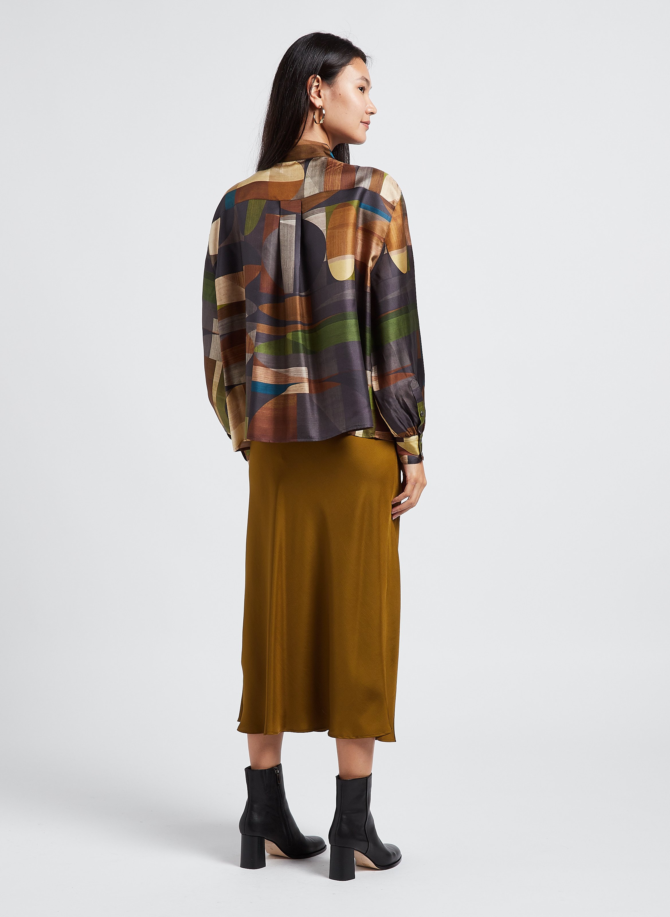 Jupe midi fluide en satin fever SOEUR 