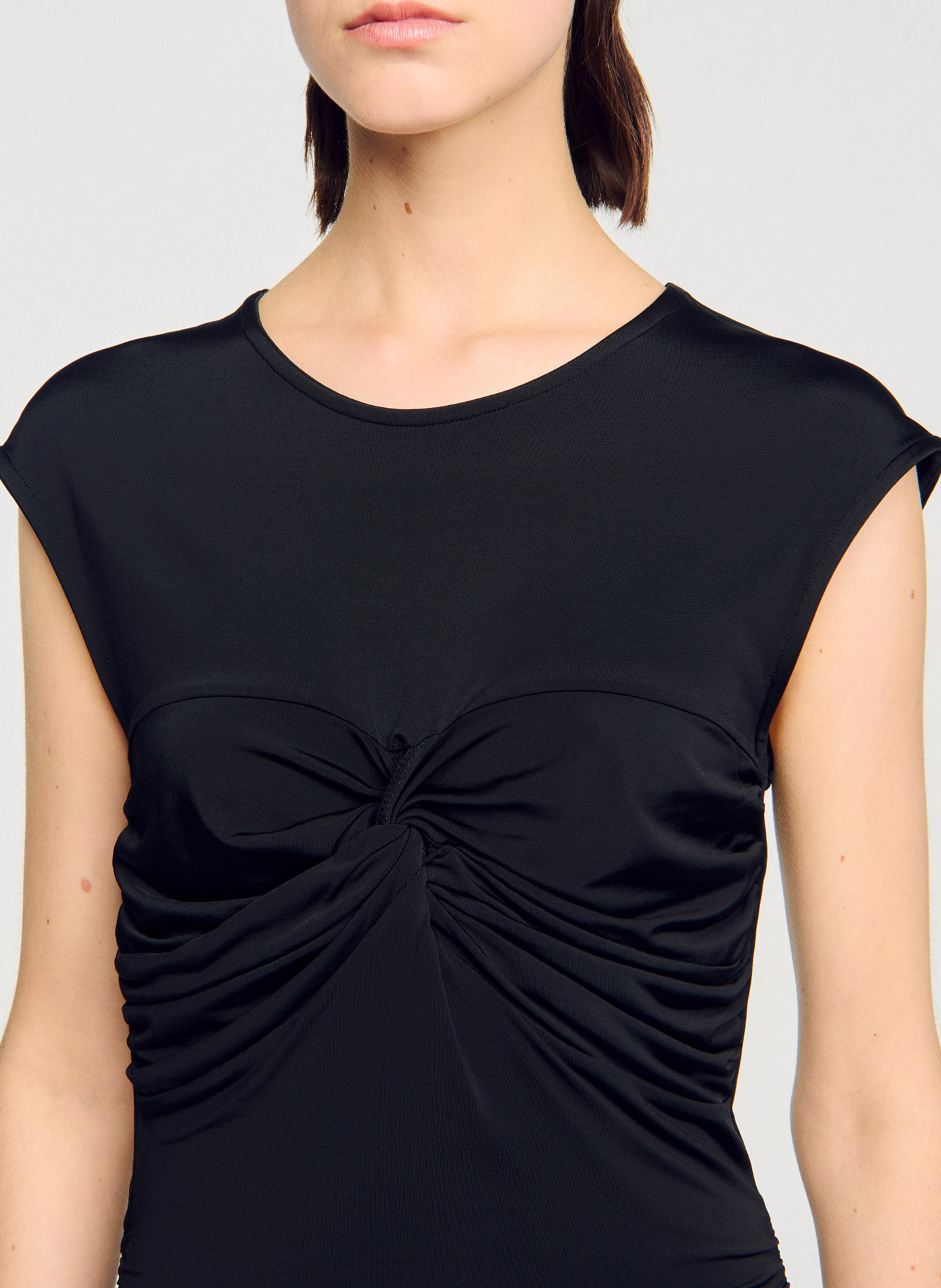 Robe longue drapée SANDRO Noir