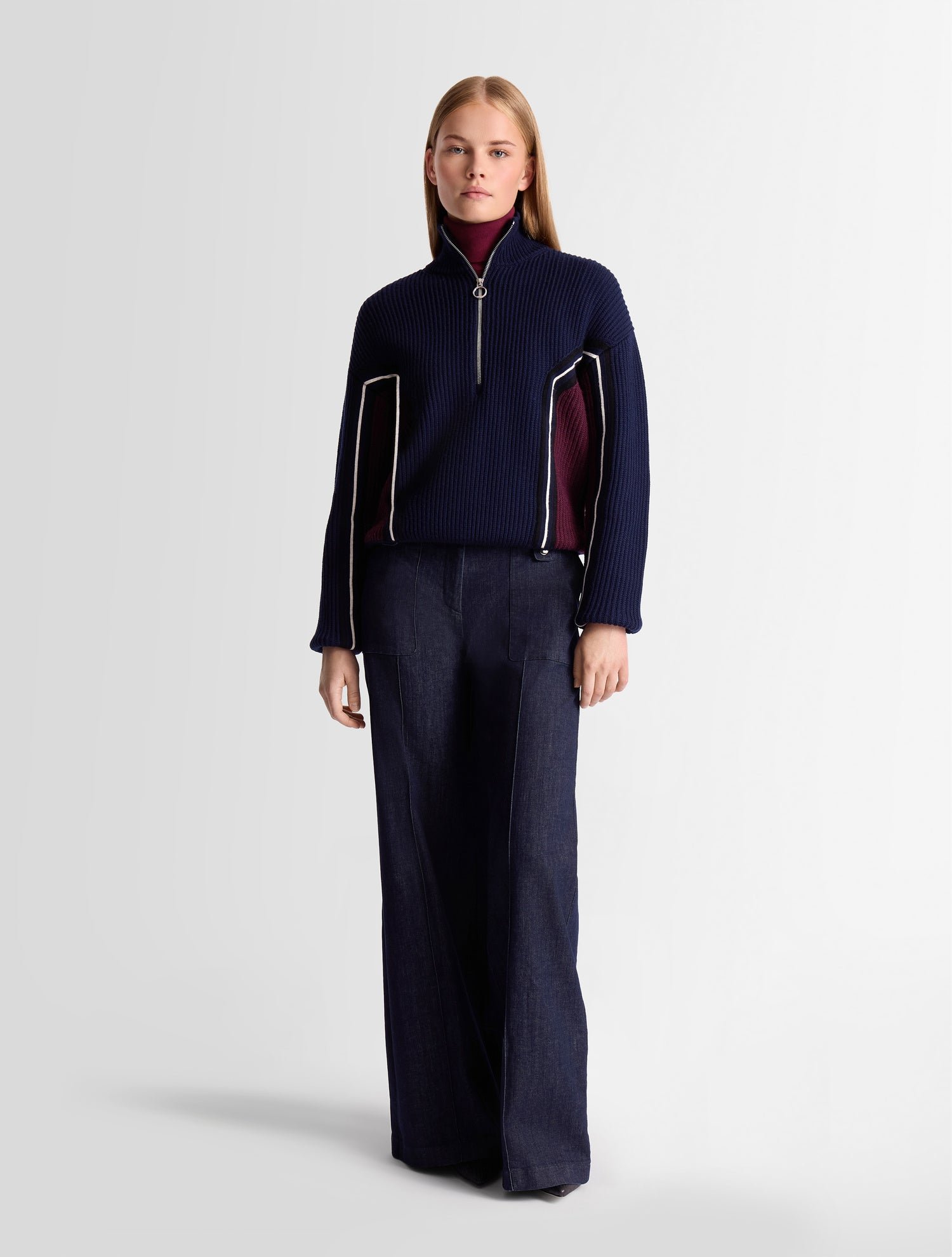 Pull mirala col montant coupe regular FUSALP Bleu