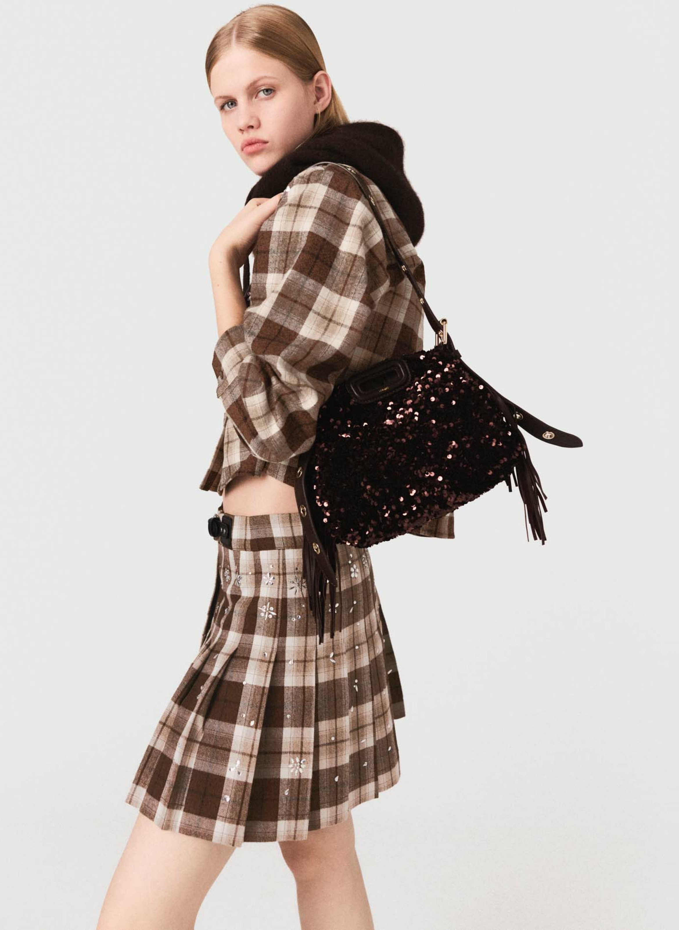 Chemise col classique en coton mélangé MAJE Marron