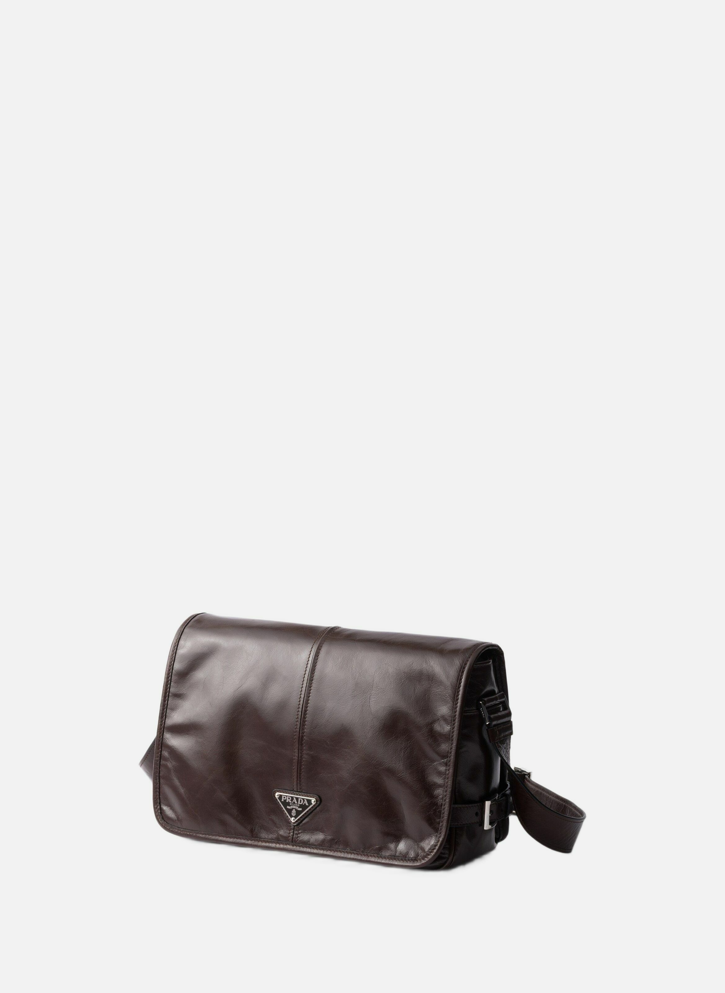 Sac à bandoulière en cuir PRADA Marron