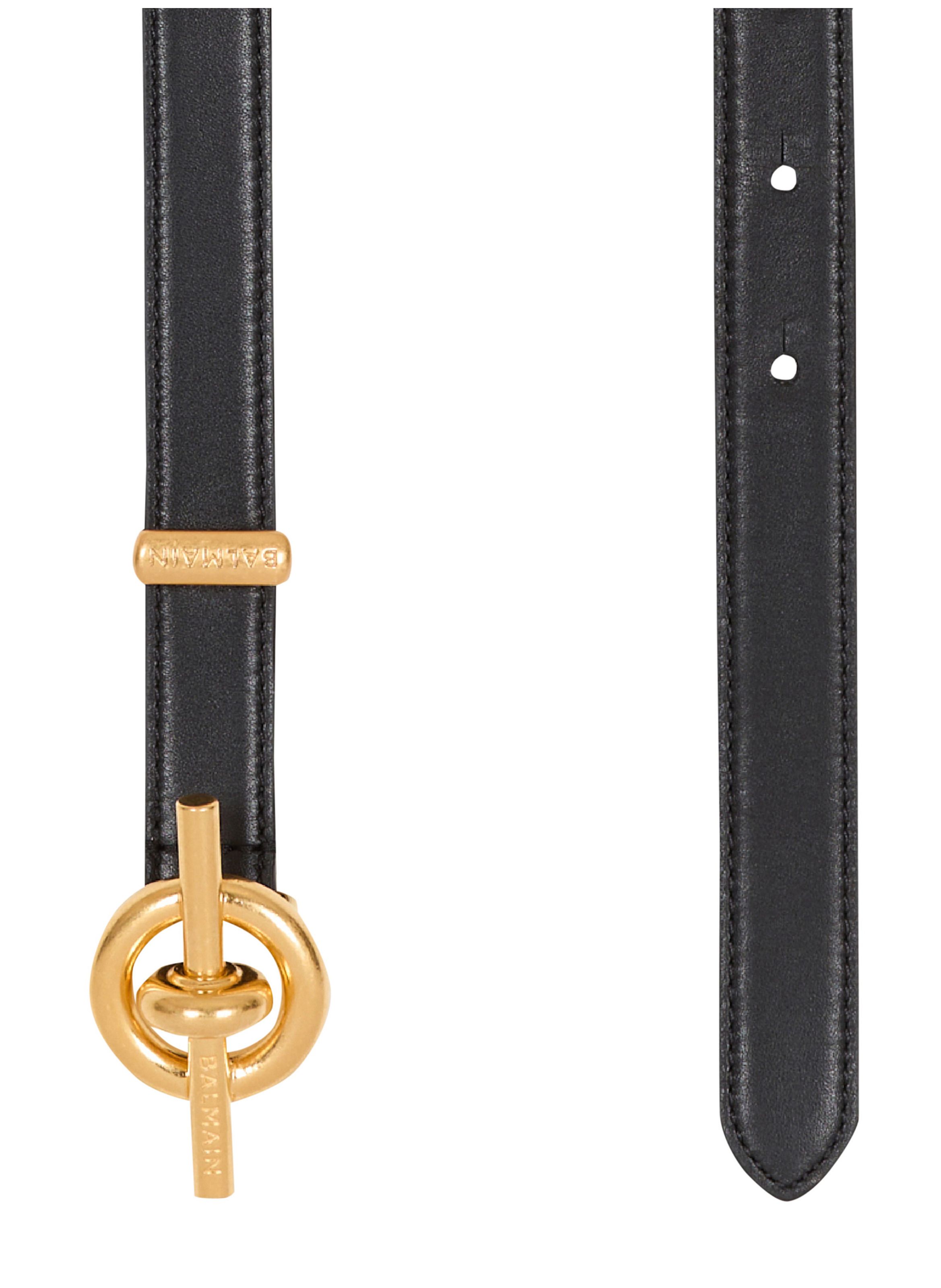 Ceinture t-bar en cuir de veau BALMAIN Noir