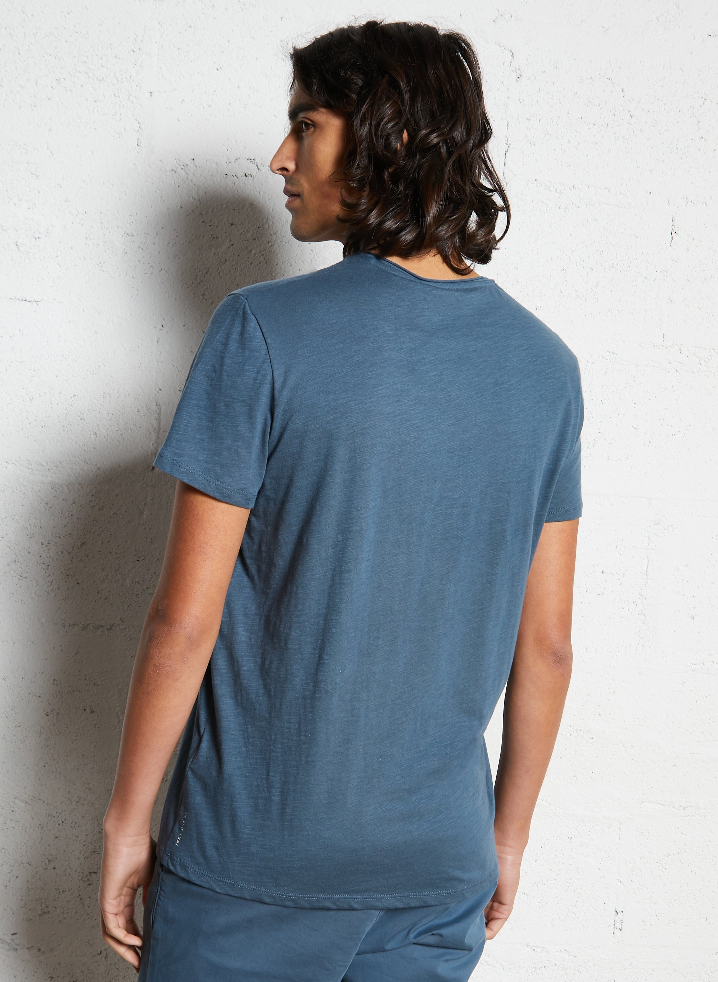 Tee-shirt col v en coton IKKS Bleu