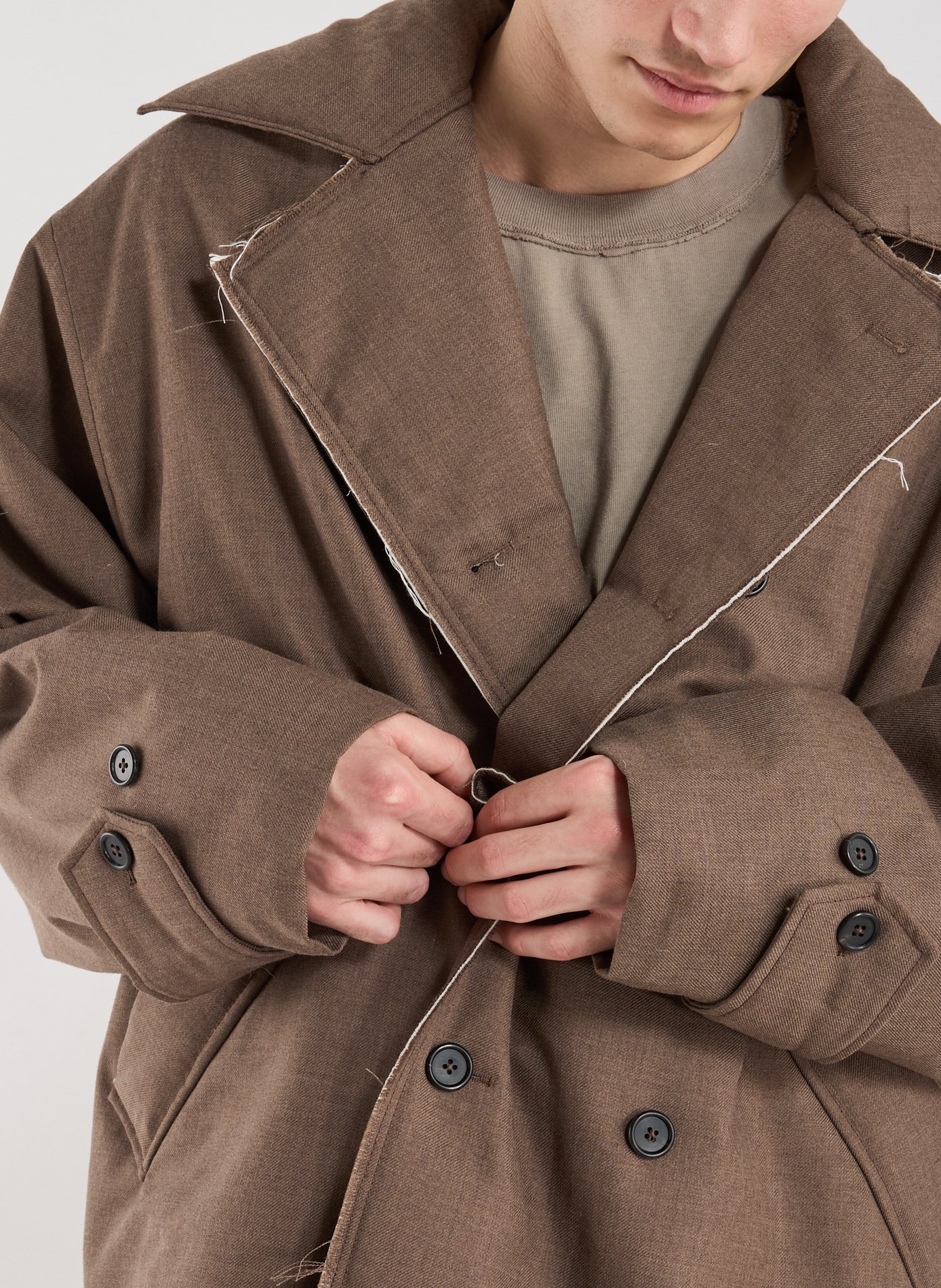 Oversized mid-length padded pea coat CAMIEL FORTGENS Brown