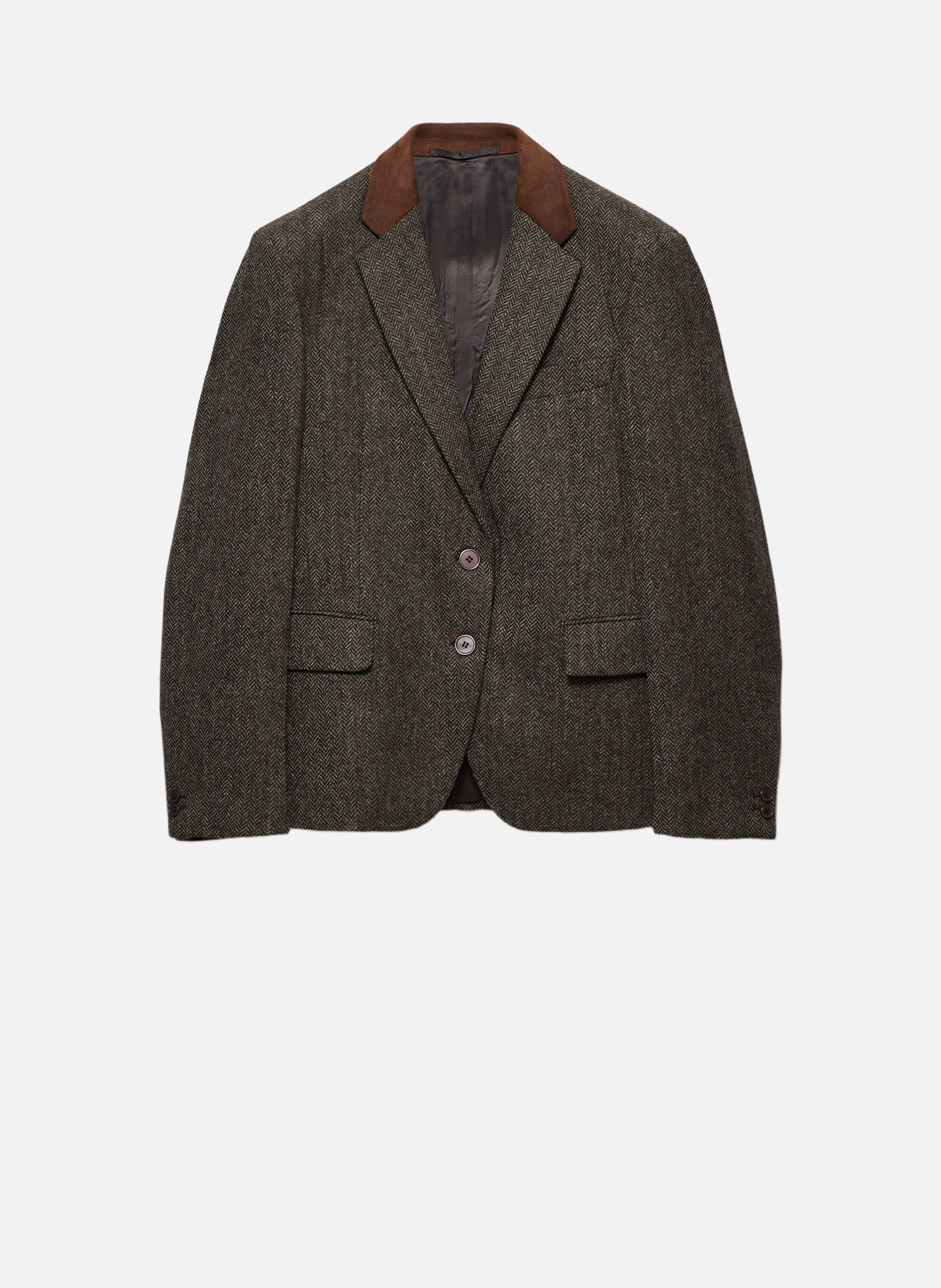 Veste droite en laine shetland à chevrons PRADA Marron