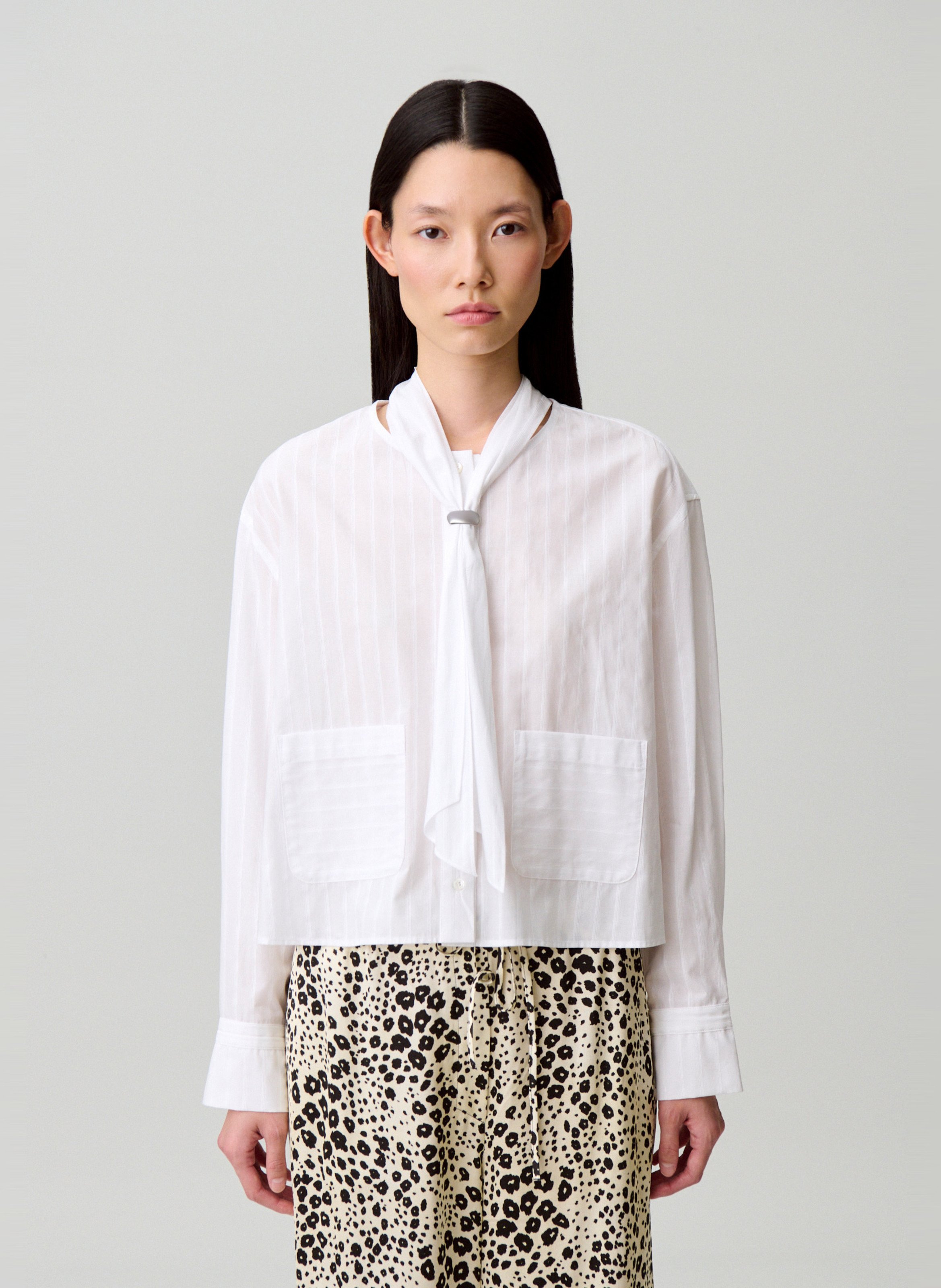 Chemise col rond en coton CLAUDIE PIERLOT Blanc