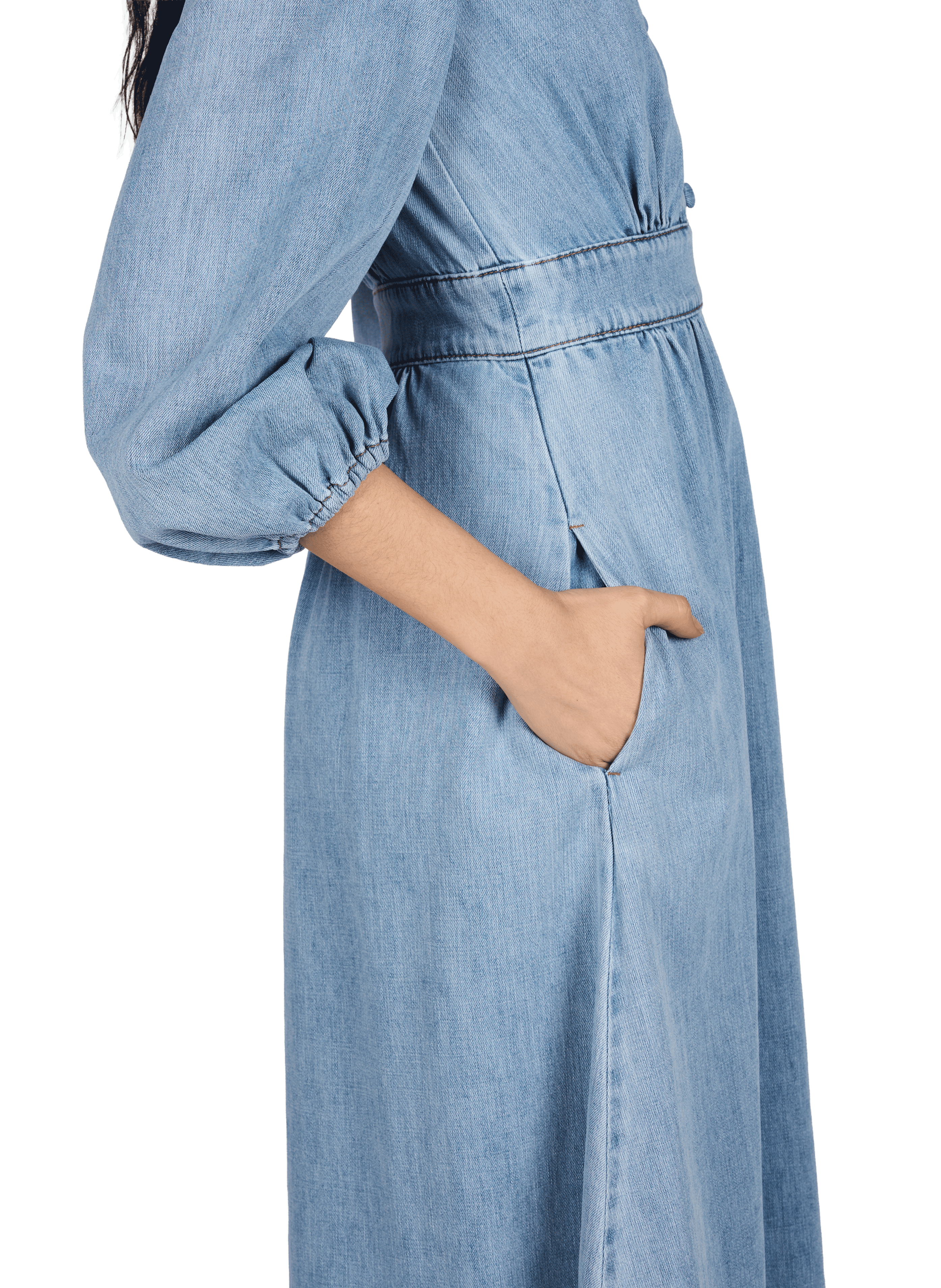 Long cotton V-neck dress ZIMMERMANN Blue