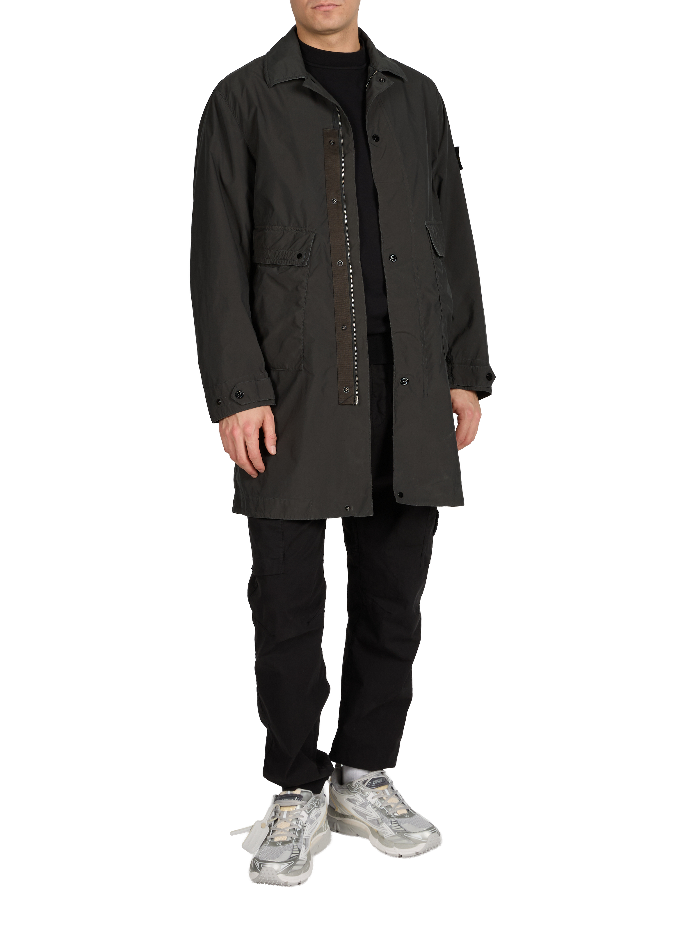 Parka mi-longue à logo STONE ISLAND Gris