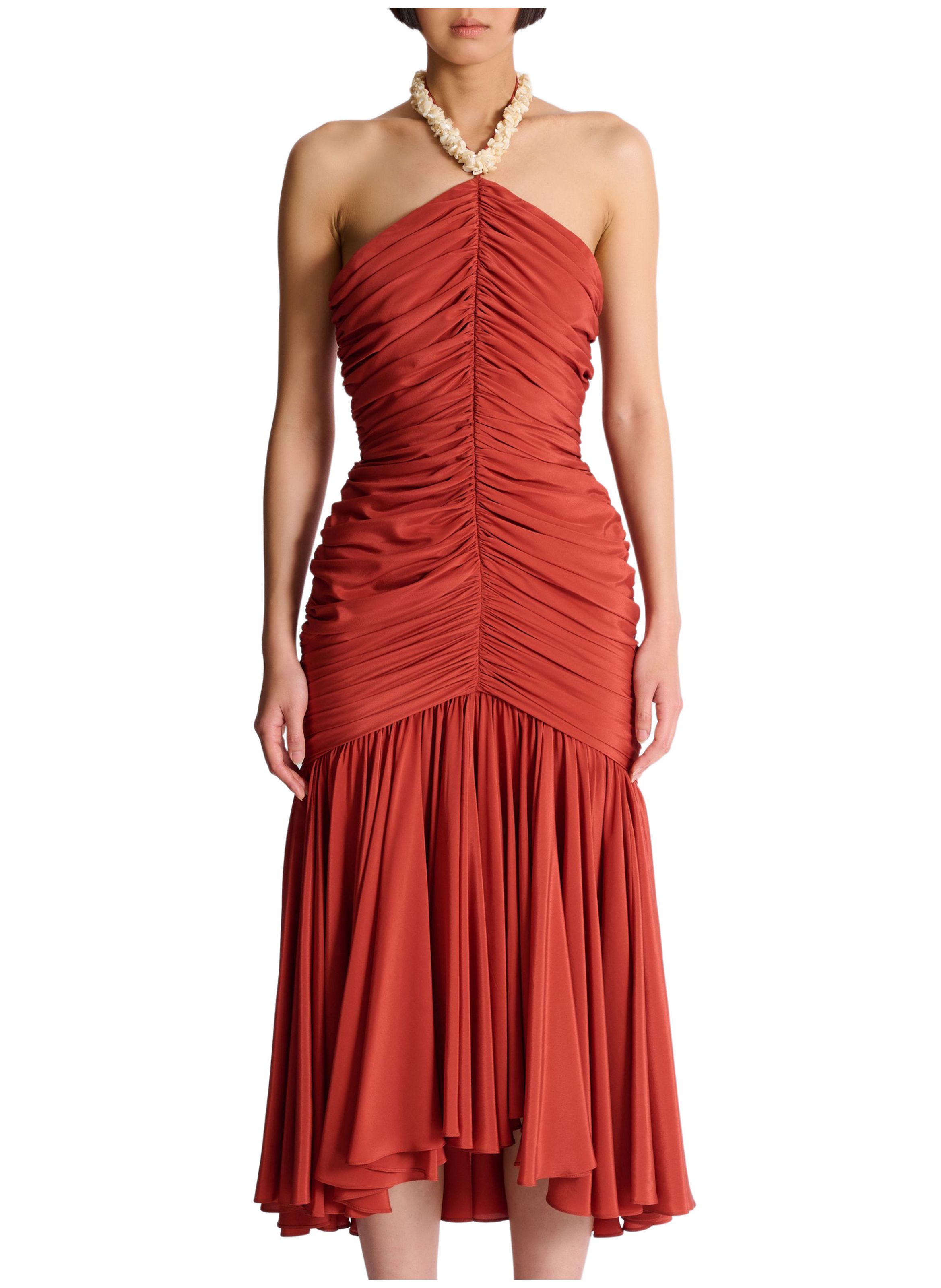 Robe coquillages en crêpe BALMAIN Rouge