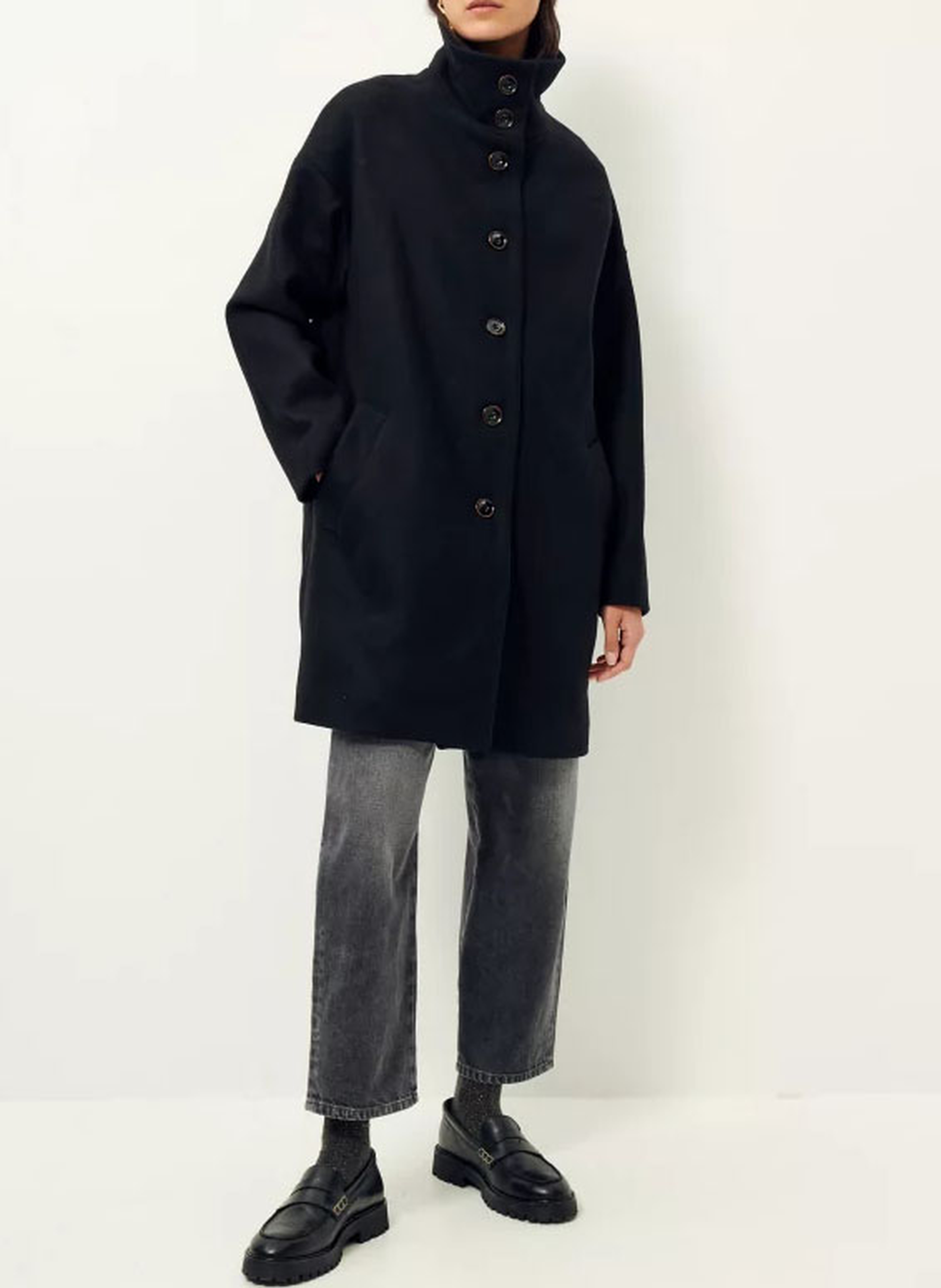 Manteau col montant en laine mélangée paradise SESSUN Noir