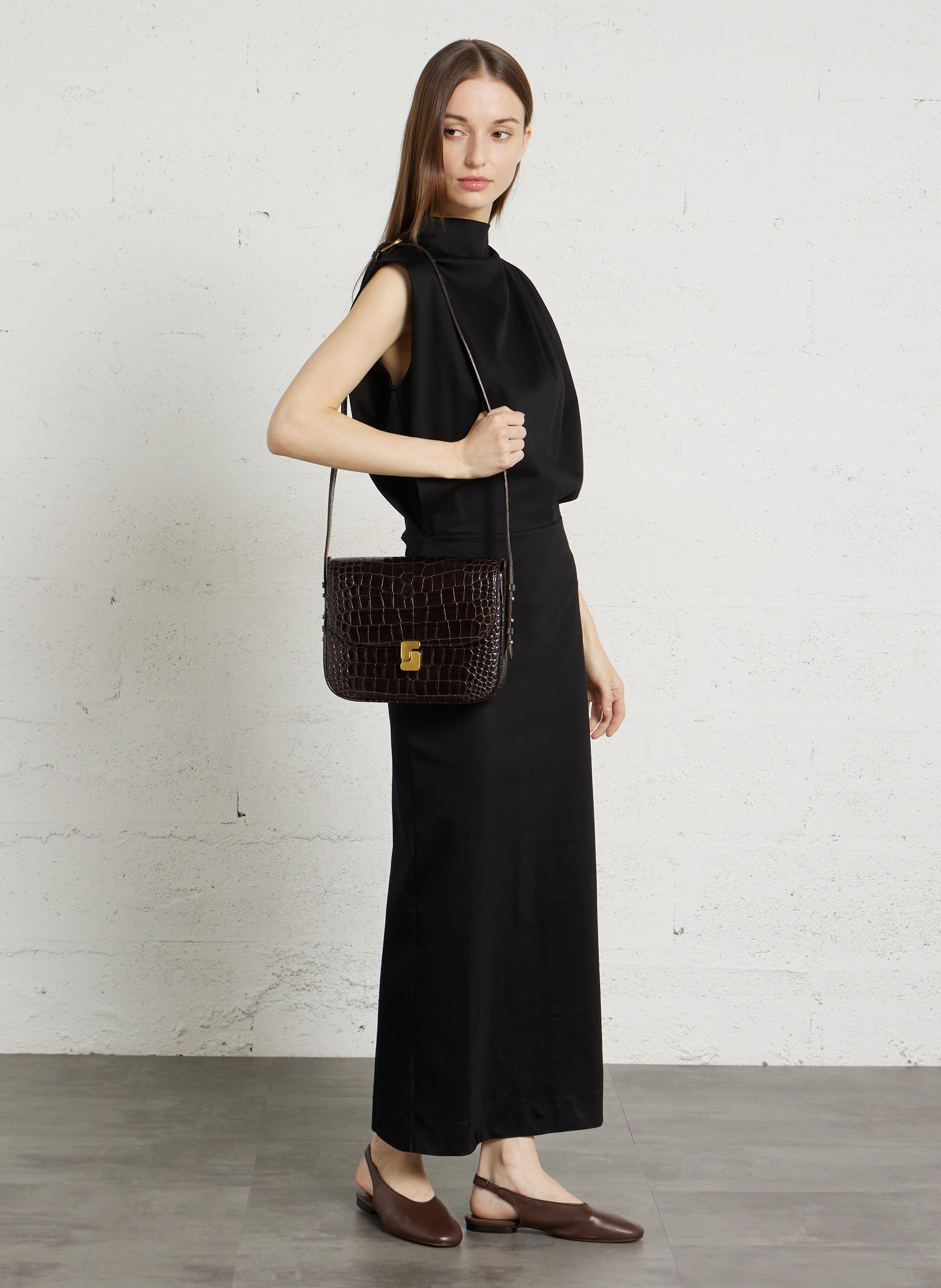 Sac porté épaule en cuir Bellissima maxi SOEUR Marron