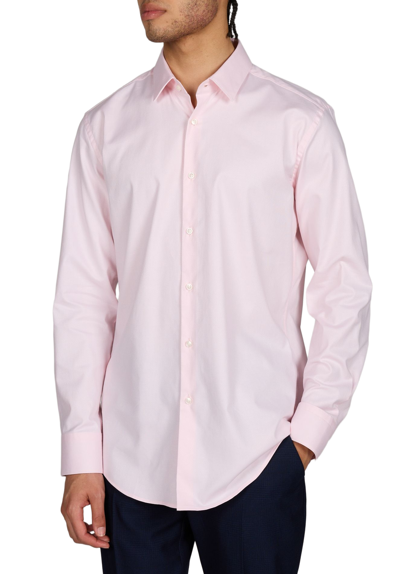 Chemise col classique en coton mélangé BOSS Rose