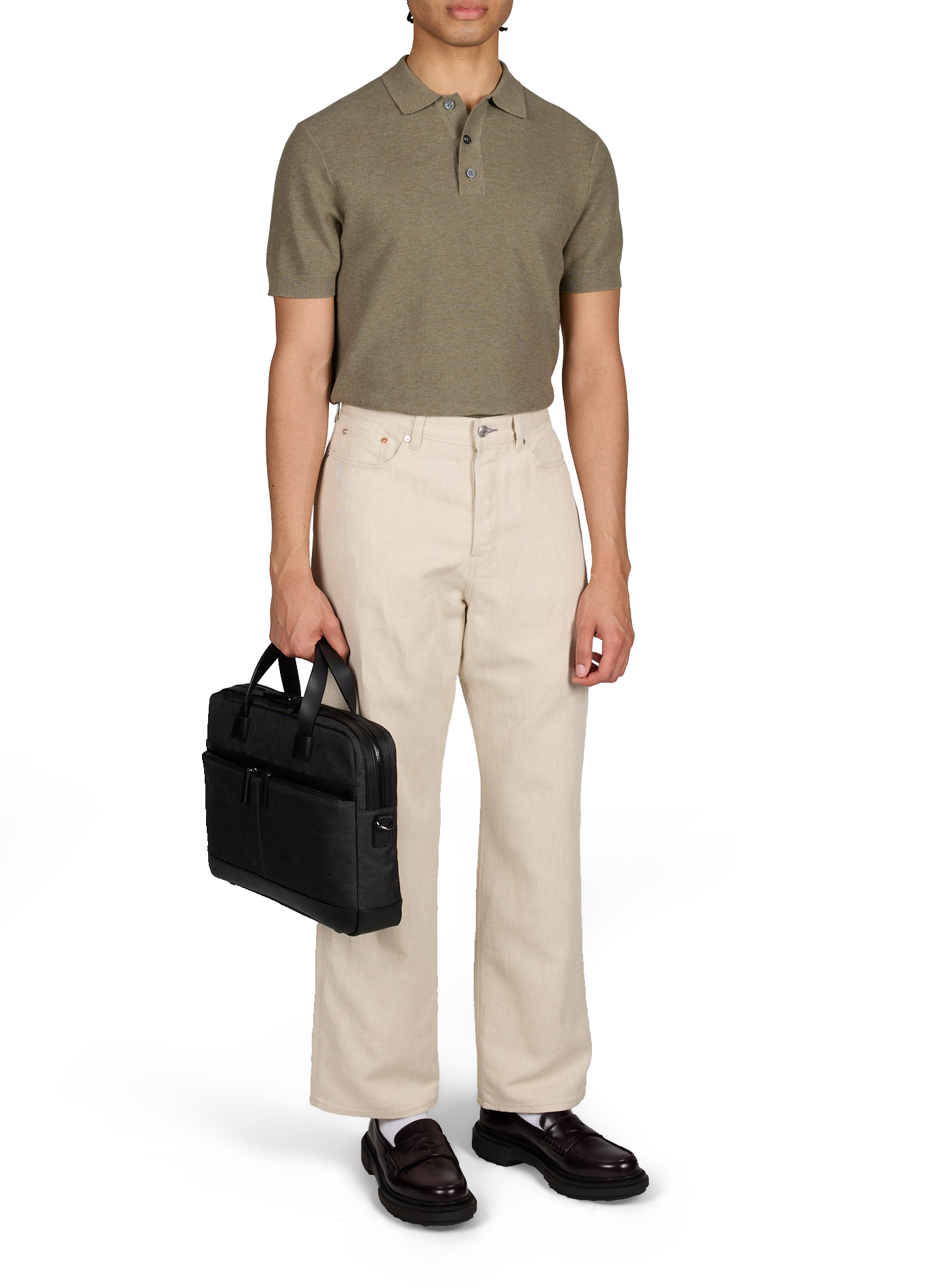 Short-sleeved polo in piqué cotton and cashmere HACKETT Green