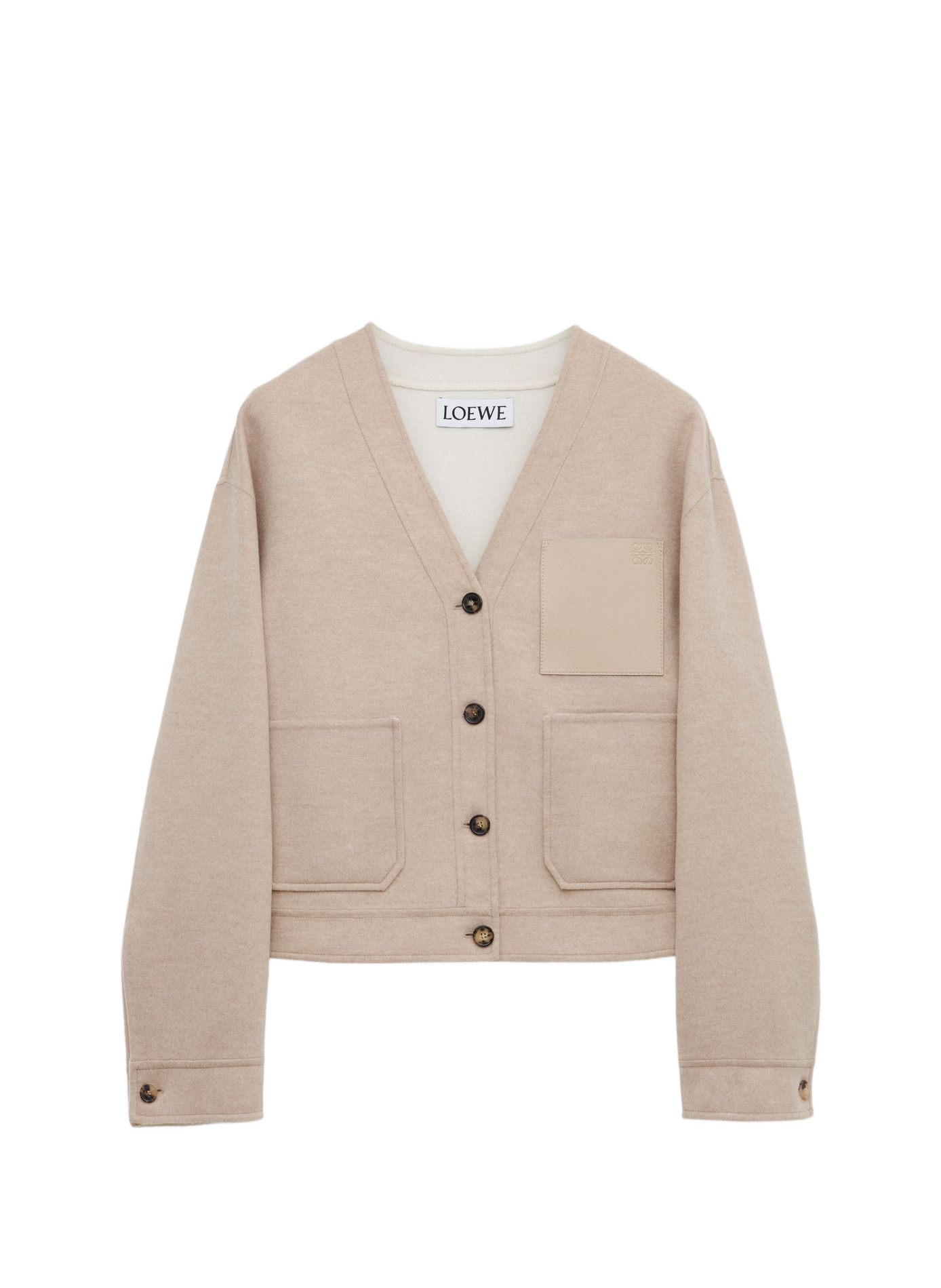 Cardigan droit en laine et cachemire LOEWE Beige