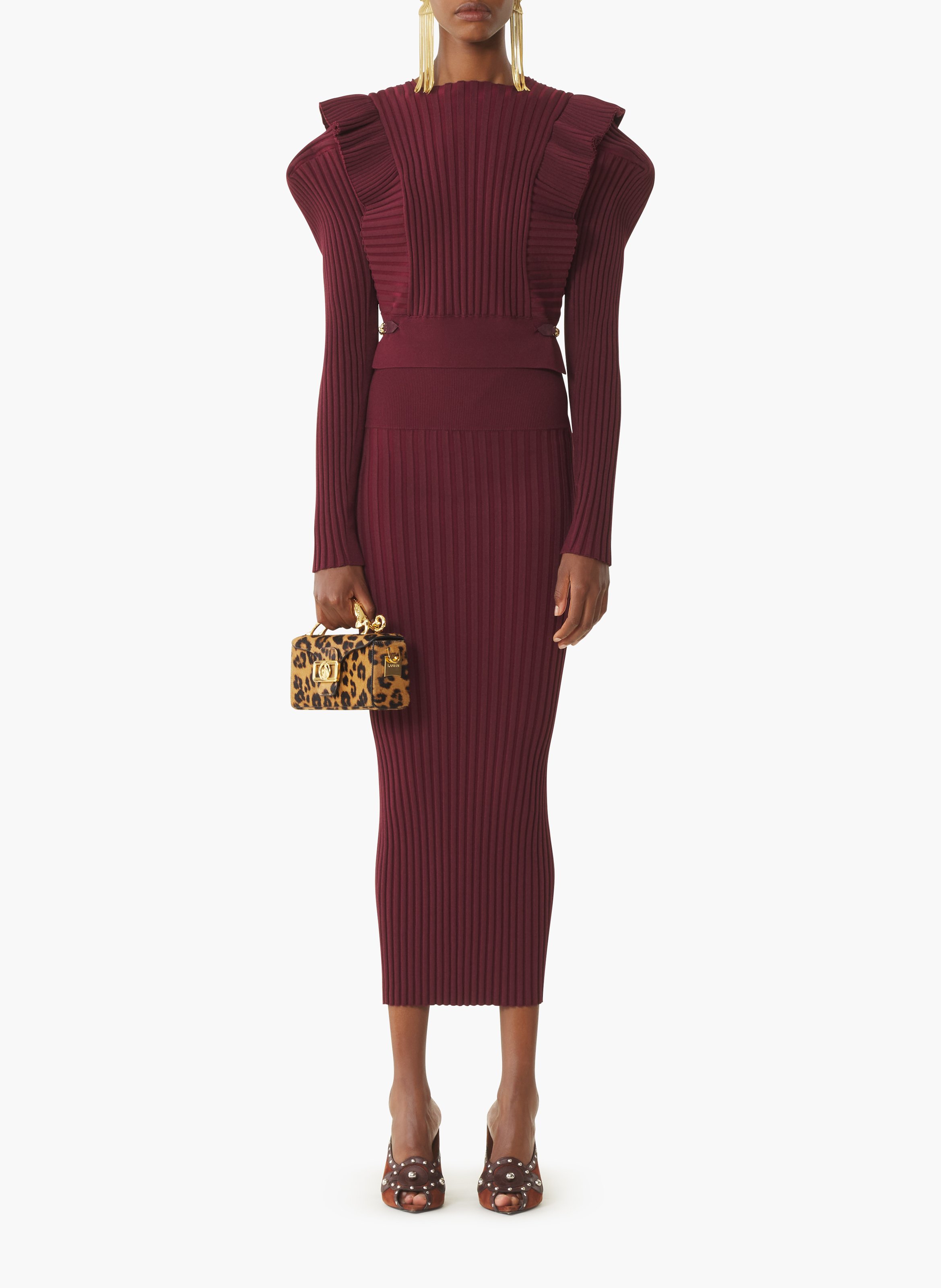 Pull à plastron en viscose LANVIN Rouge