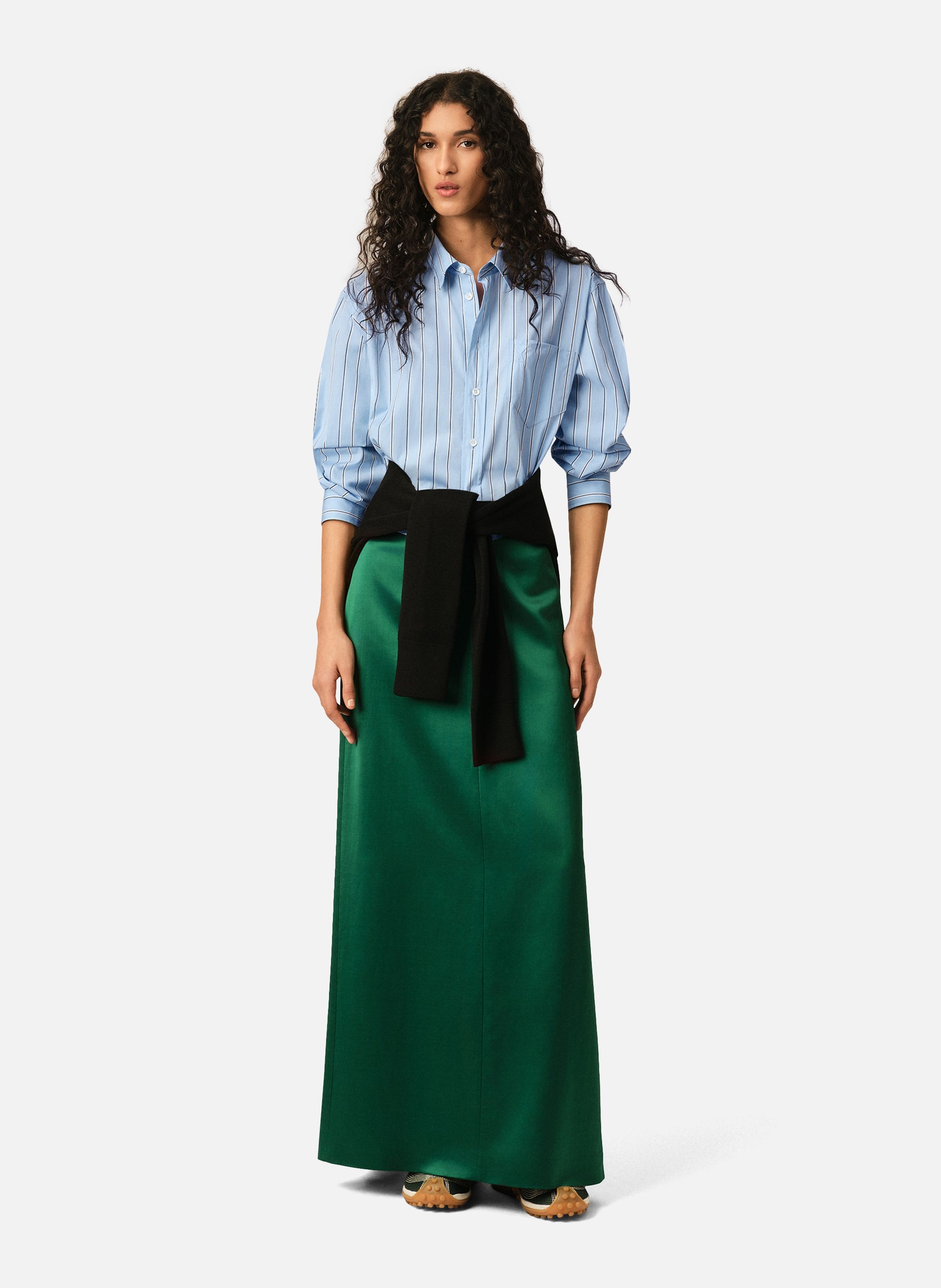 Chemise courte manches longues en coton AMI PARIS Bleu