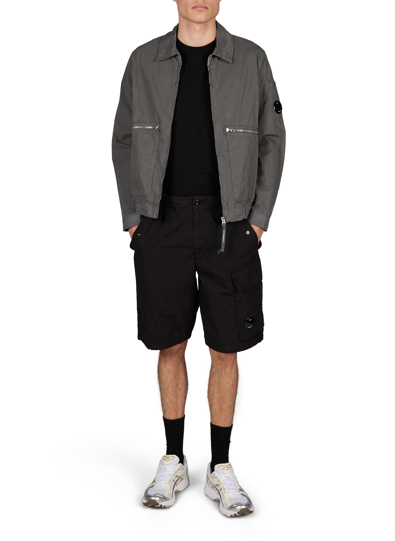 Solid jacket with large zip pockets in cotton CP COMPANY Grey