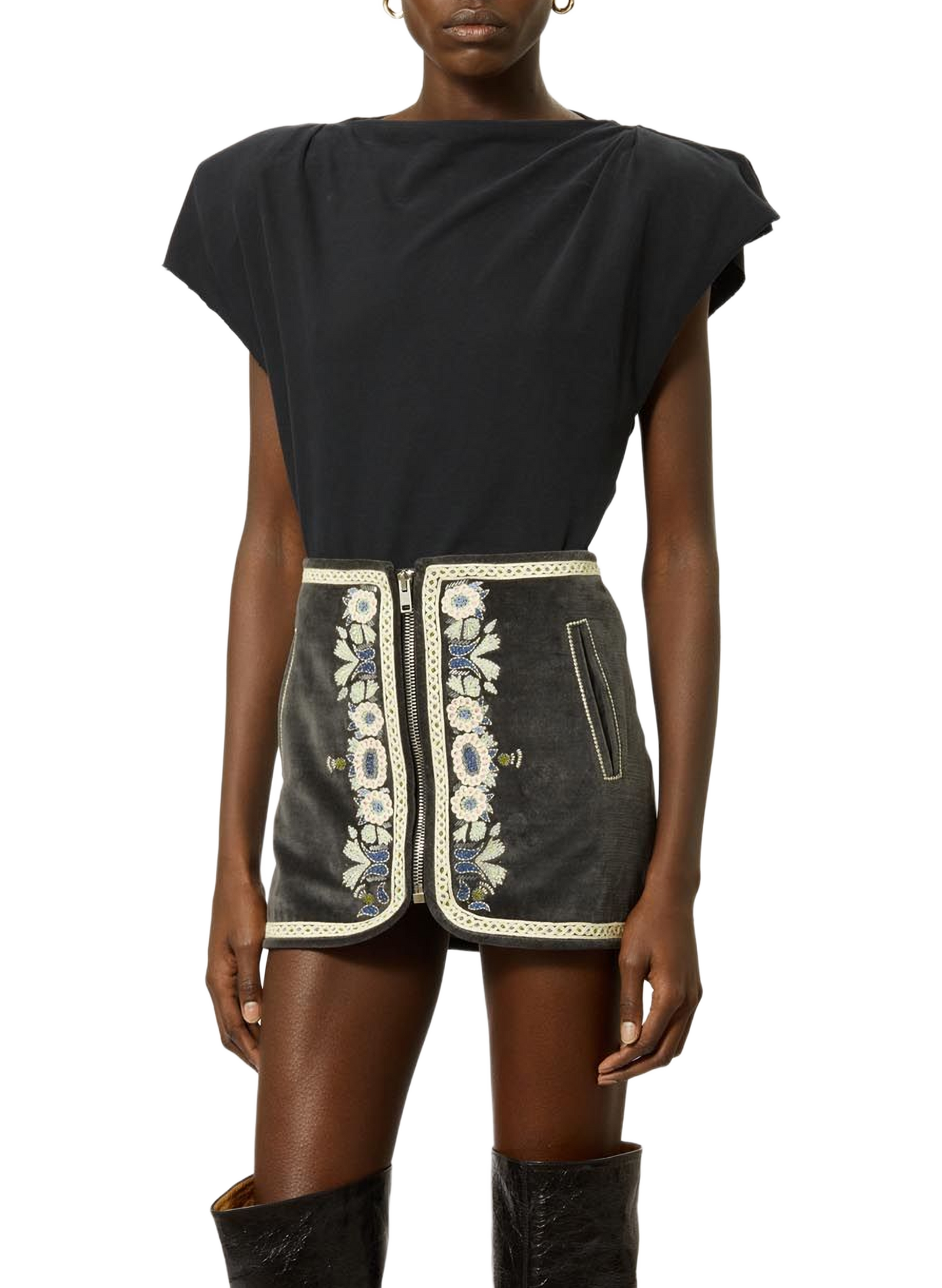 Asymmetric organic cotton Sebani T-shirt ISABEL MARANT Black