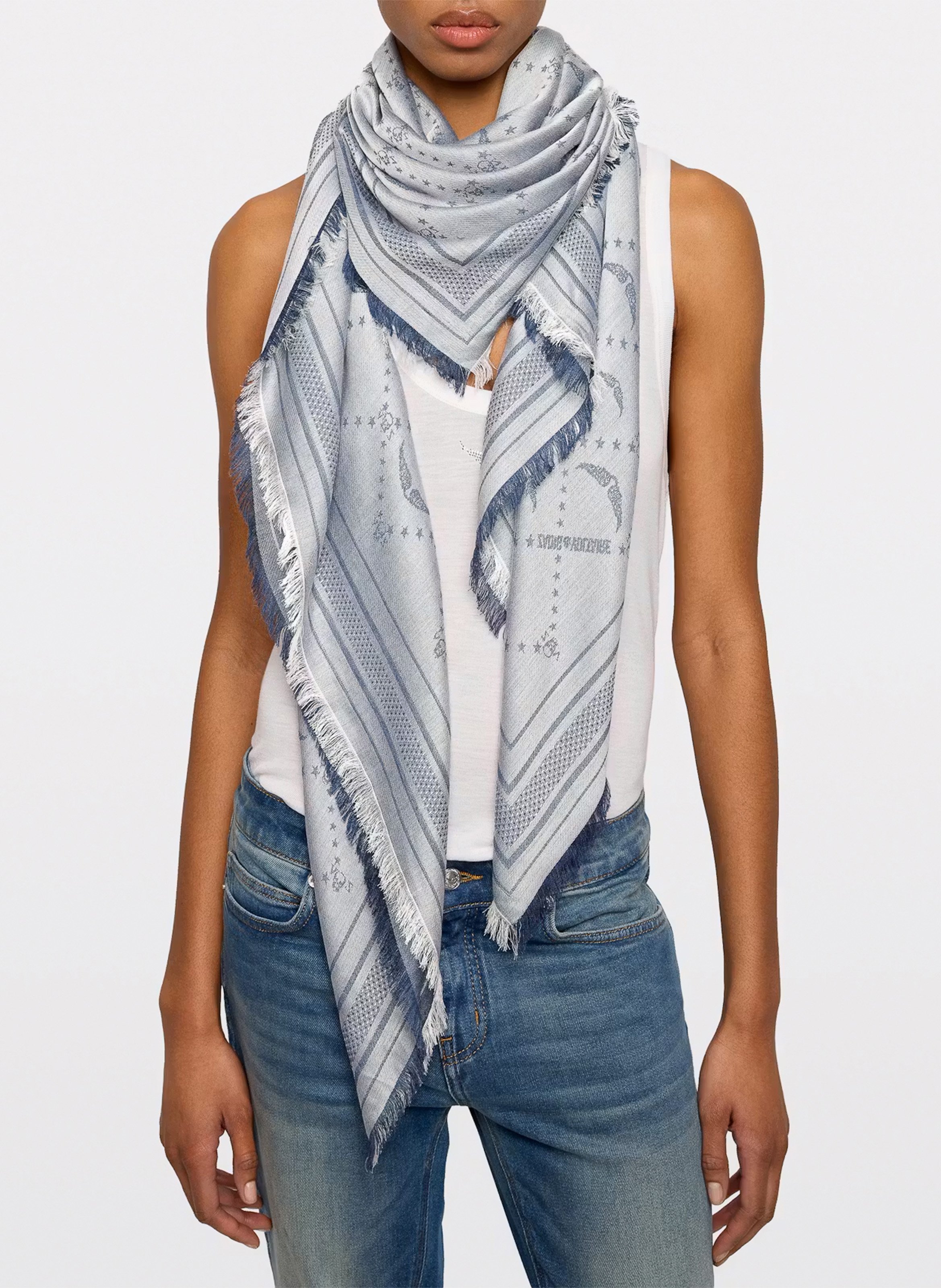 Foulard en jacquard imprimé liz ZADIG&VOLTAIRE Bleu