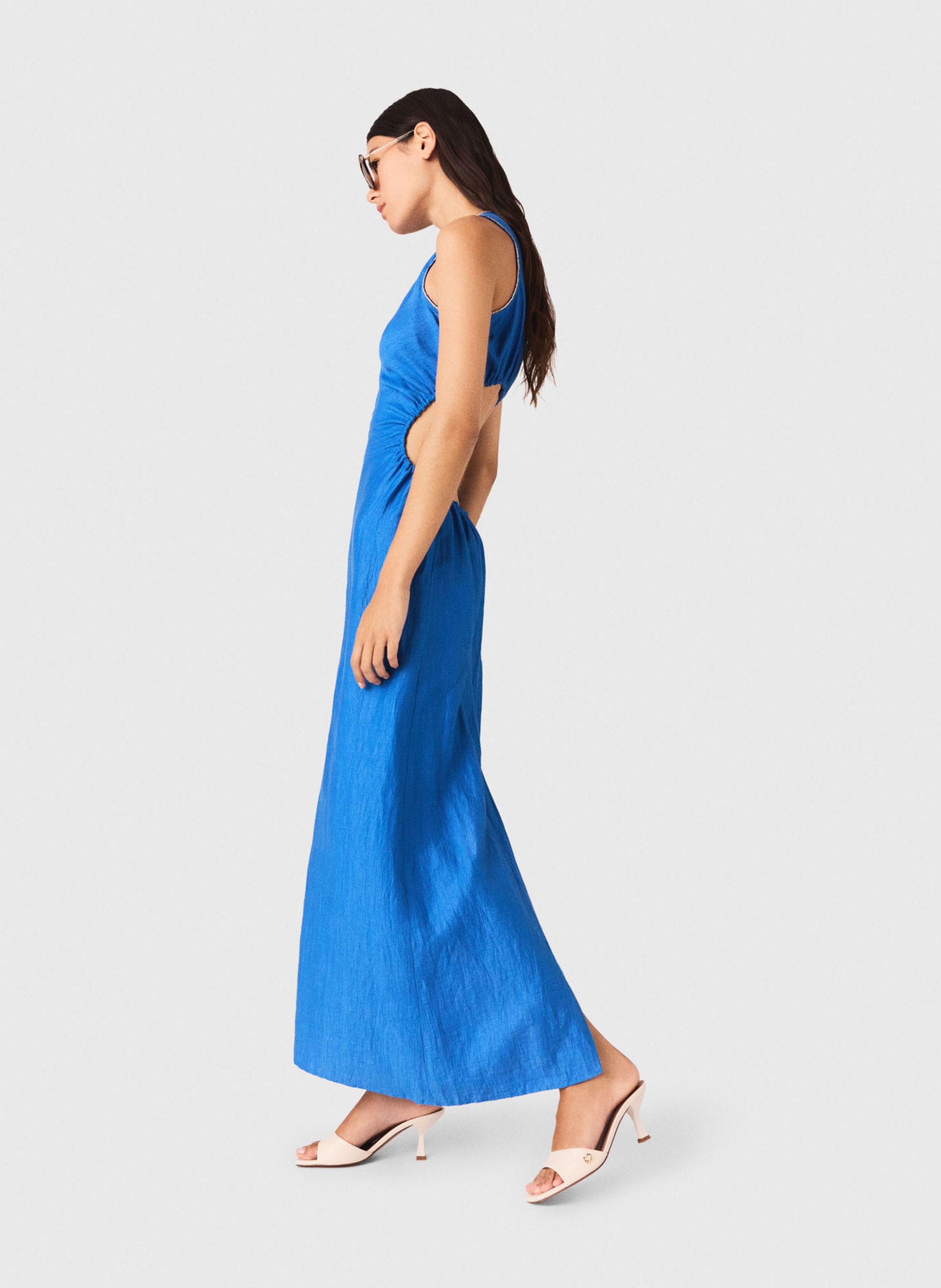 Robe midi satinée MAJE Bleu