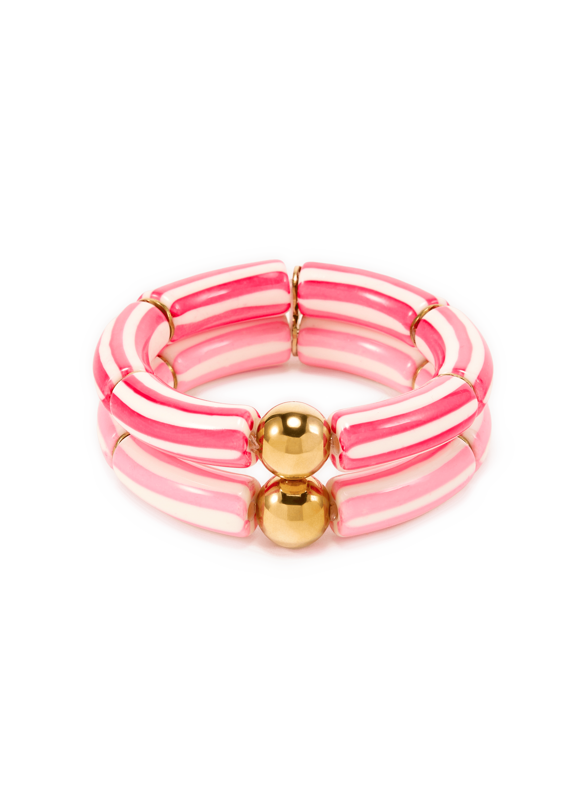 Lot de 2 bracelets à rayures AU PRINTEMPS PARIS Rose