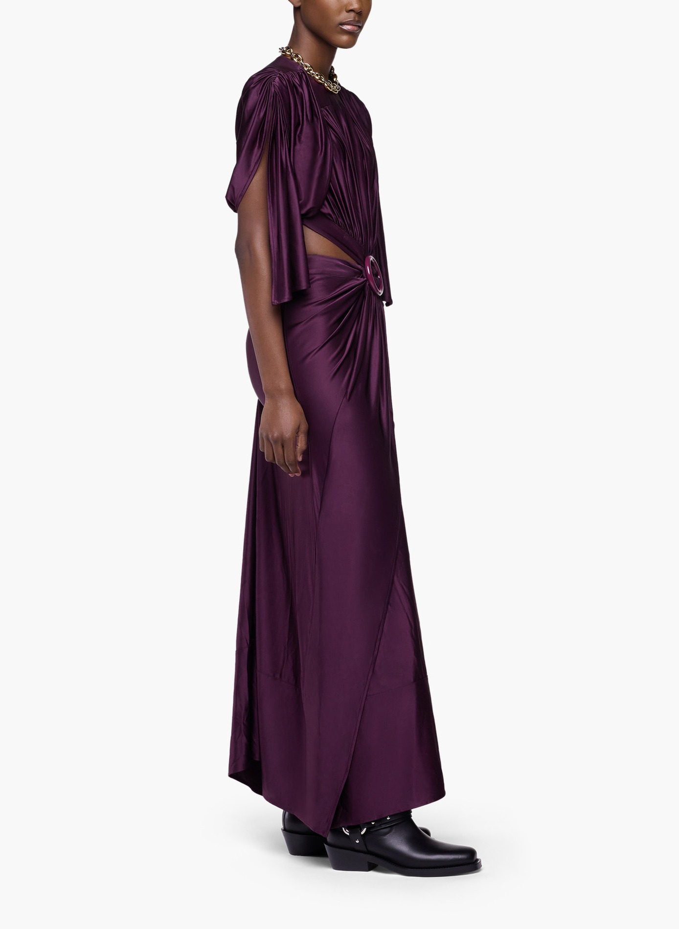 Robe midi asymétrique avec détails froncés RABANNE Violet