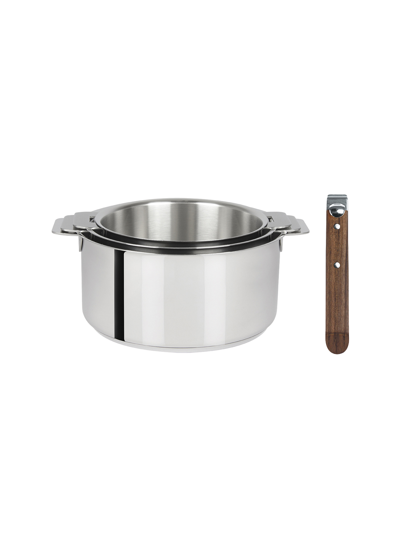 Set de 3 casseroles avec poignée amovible Mutine en inox CRISTEL Gris
