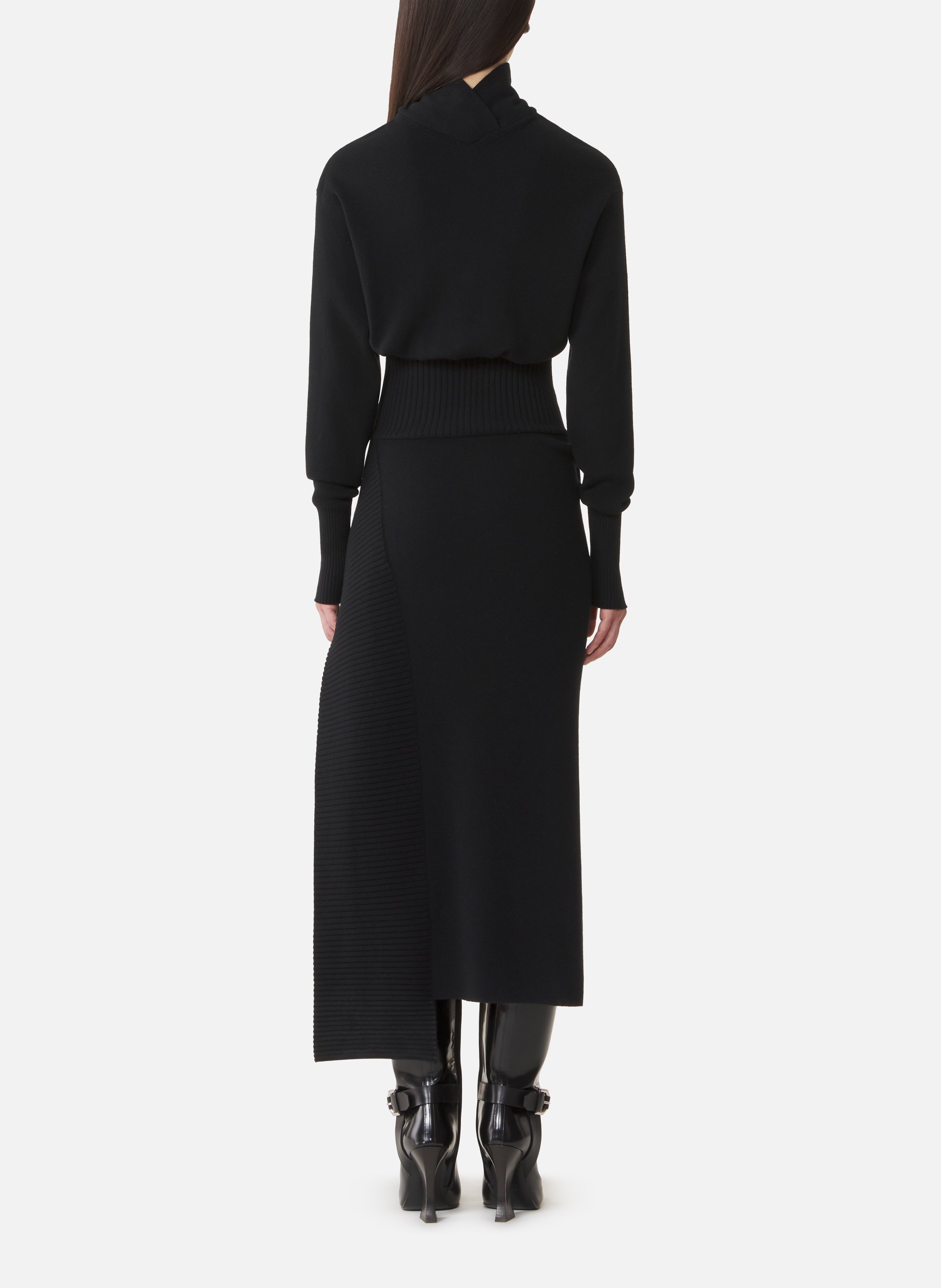 Robe midi en laine et cachemire LANVIN Noir