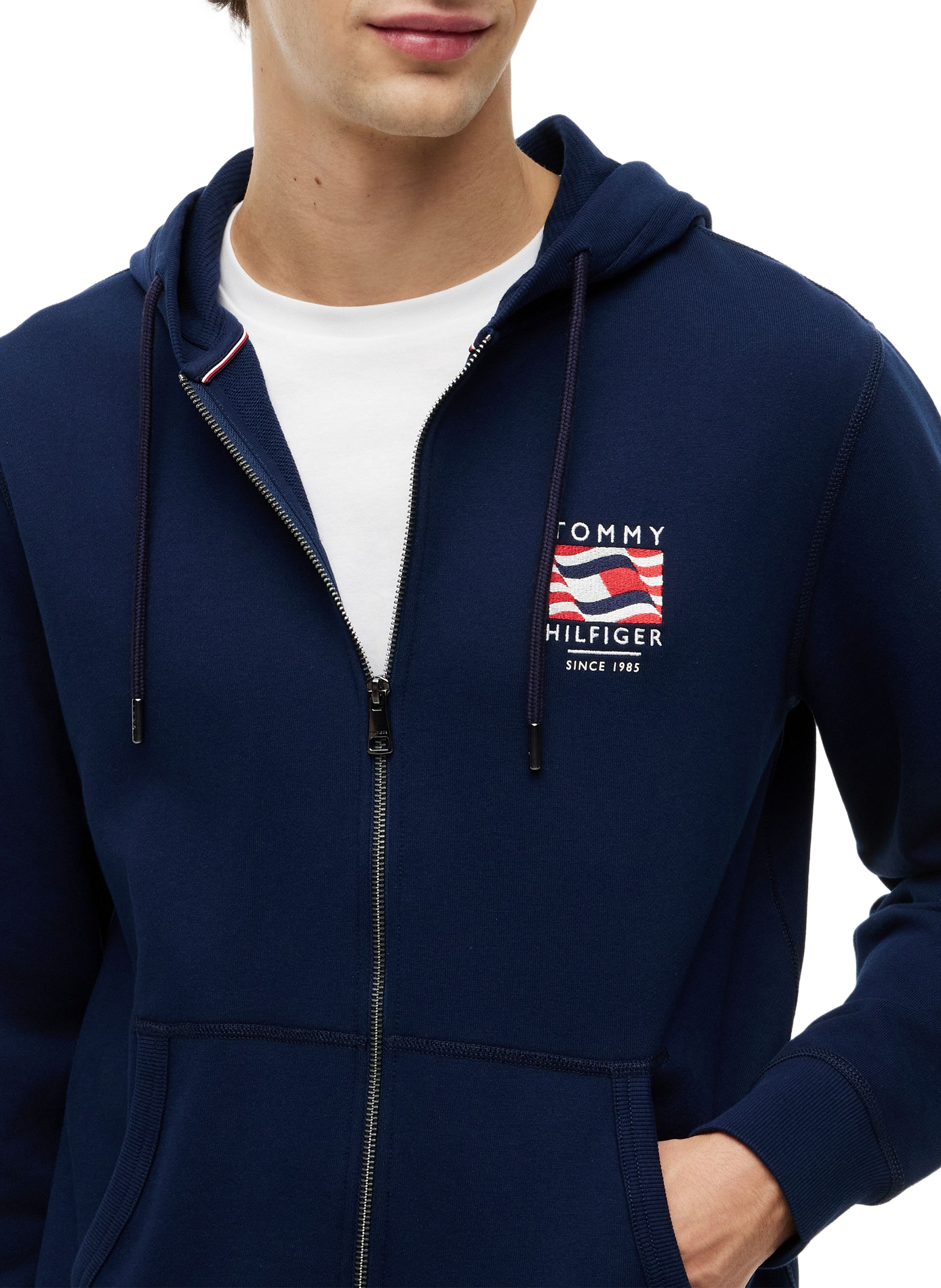 Straight cotton hoodie TOMMY HILFIGER Blue