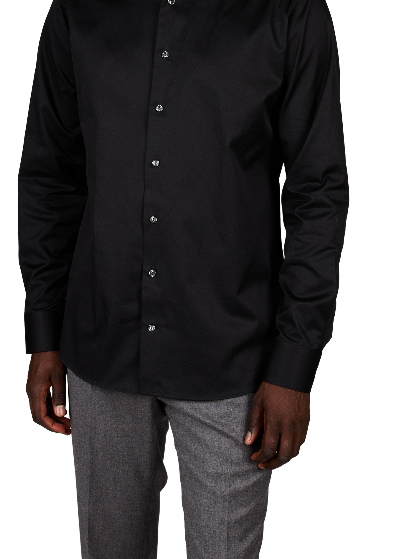 Chemise droite en coton ETON Noir