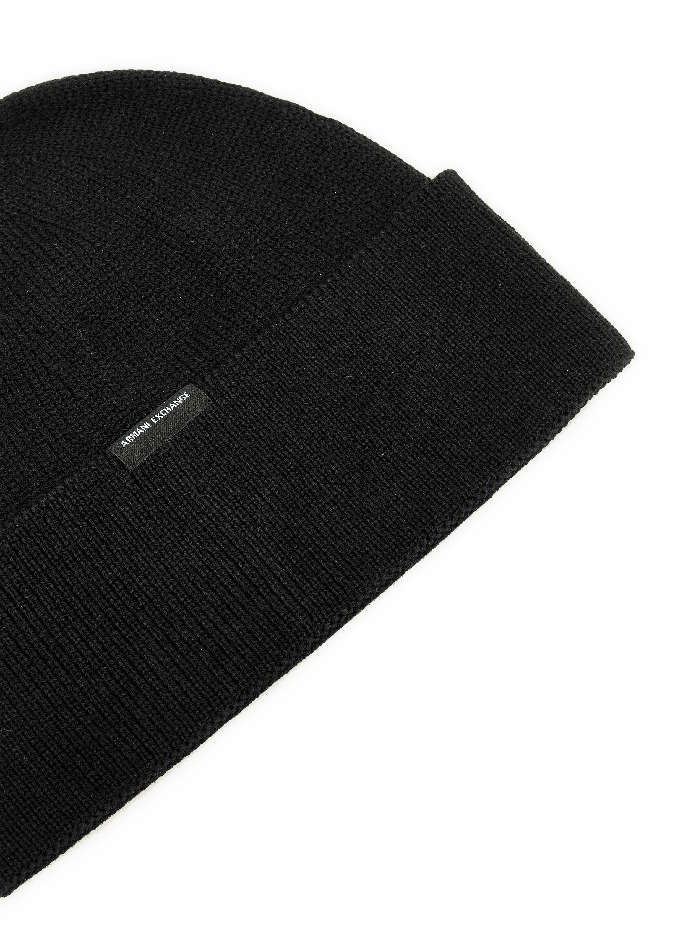 Bonnet à large revers en laine vierge et coton mélangés | Noir ARMANI EXCHANGE Homme