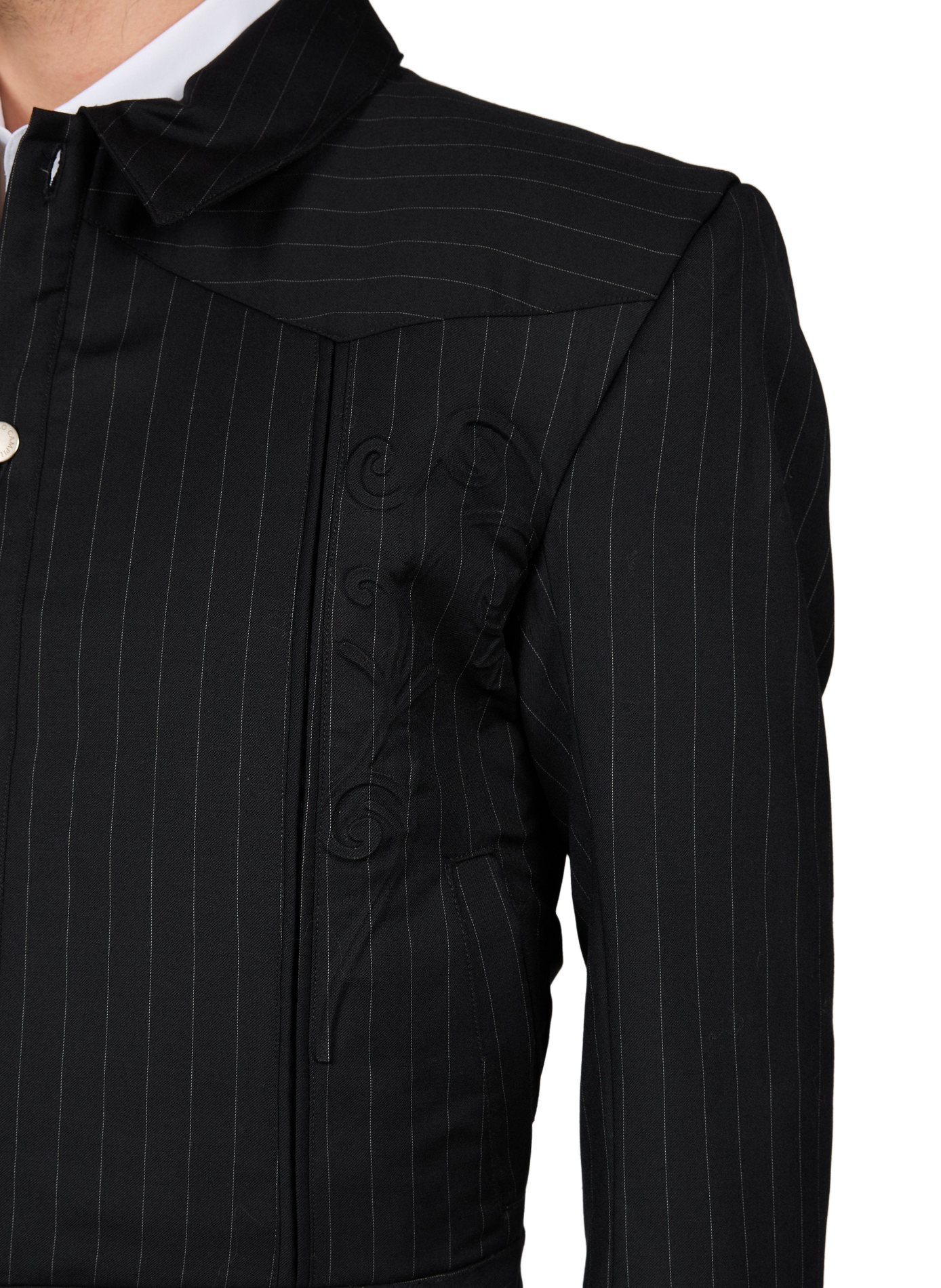 Gesteppte gerade geschnittene Wolljacke mit Streifen CAMPILLO Schwarz