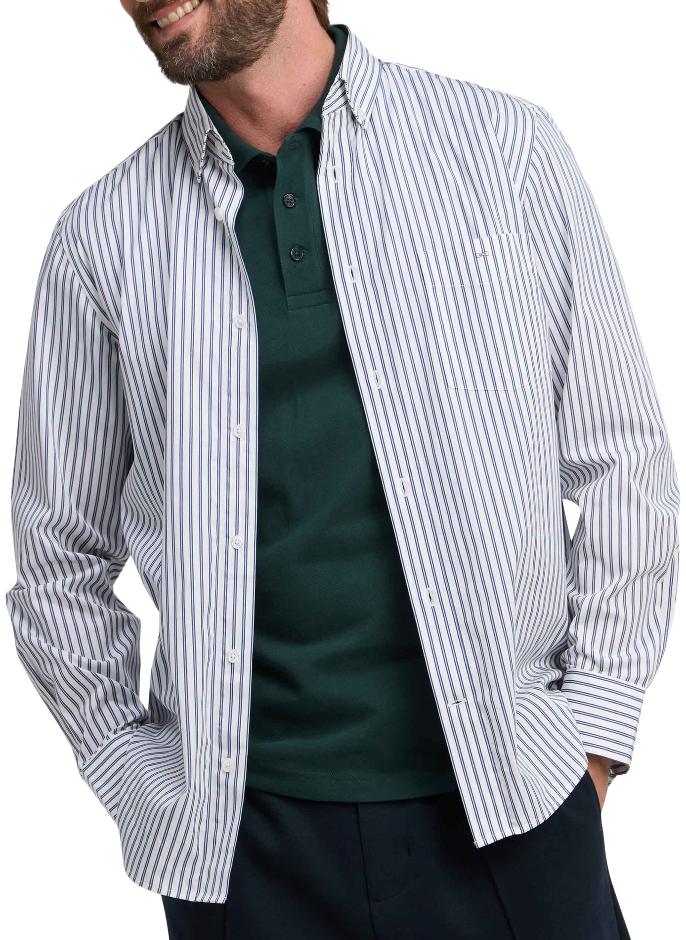 Chemise droite à rayures en coton EDEN PARK Weiss