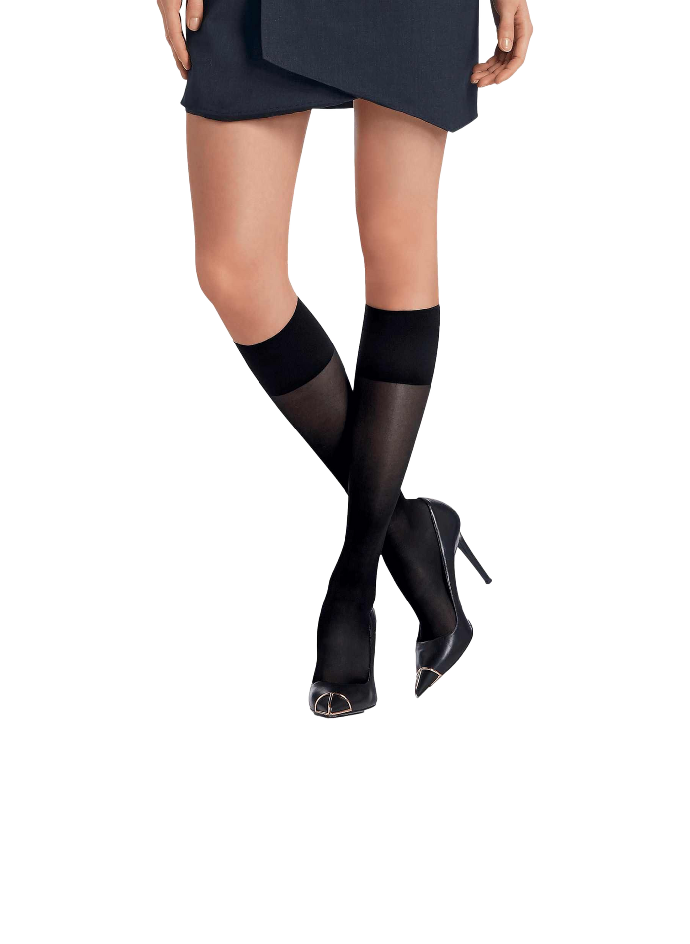 Semi-opaque satin-finish knee-high socks, 40 denier LE BOURGET Black
