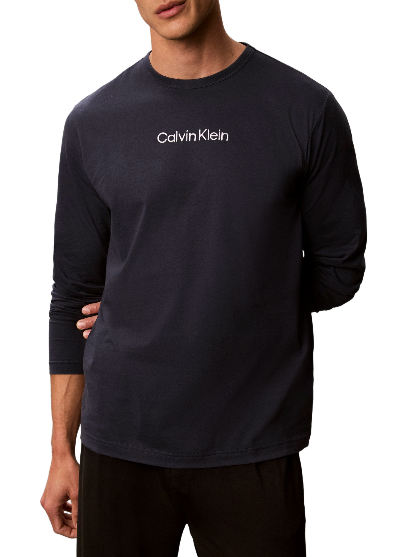 Pyjama-T-Shirt mit Baumwoll-Logo. CALVIN KLEIN Blau