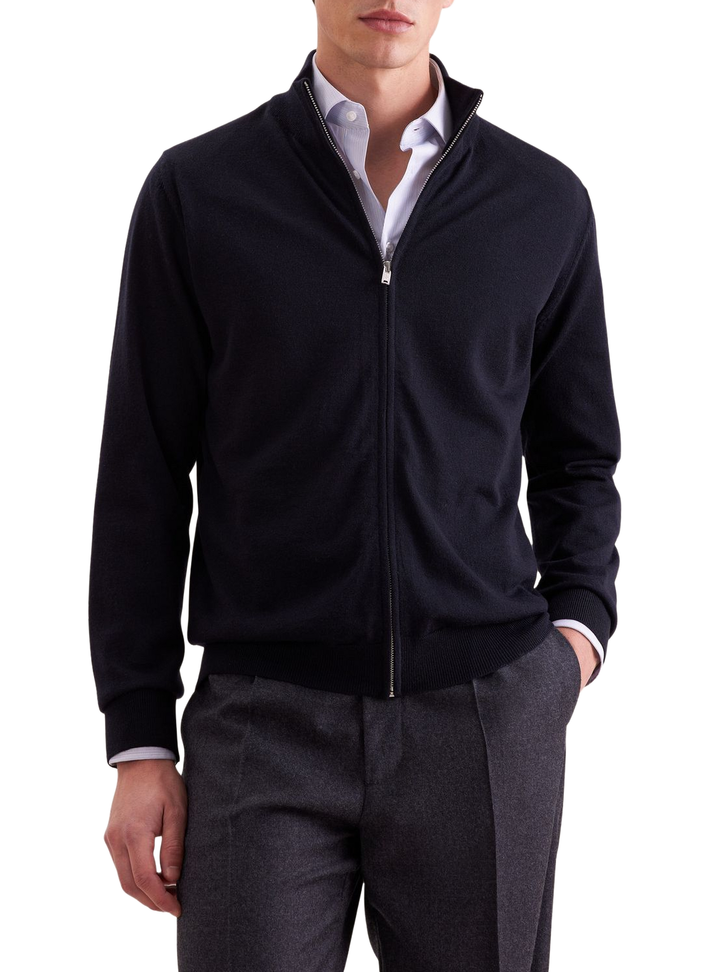 Gerader Wollpullover mit Reißverschluss SEIDENSTICKER Blau